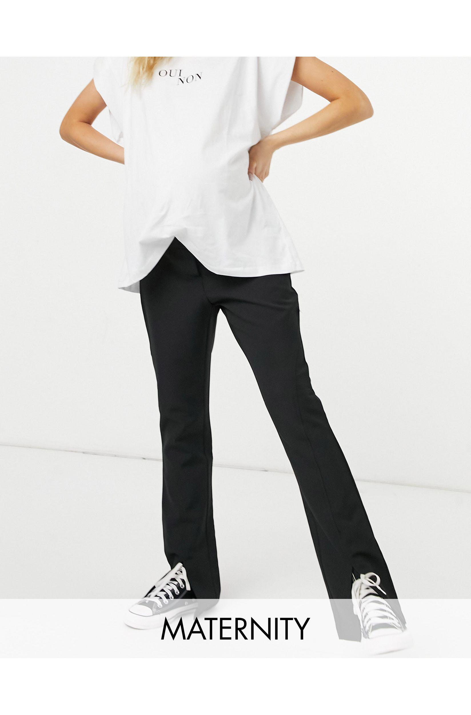 Pieces Split Front Trousers in White | Lyst