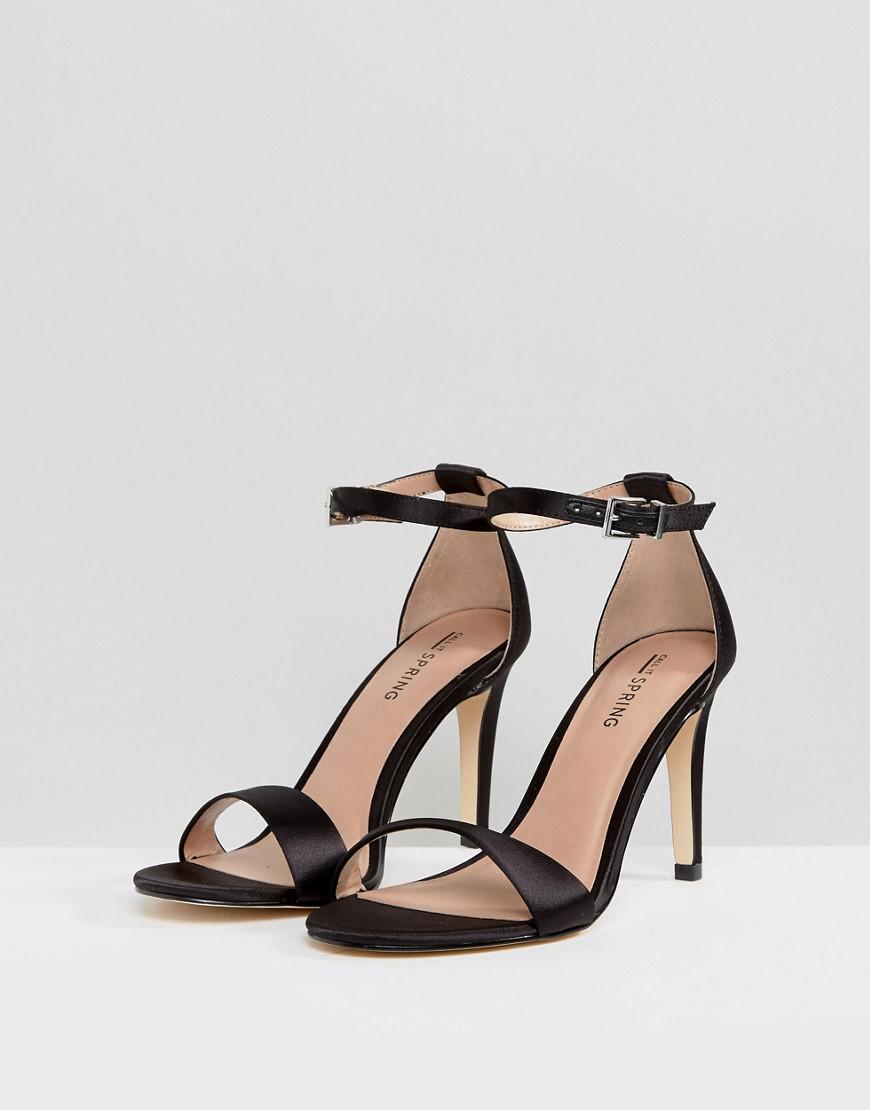 Call It Spring Ahlberg Satin Barely There Heeled Sandals in Black | Lyst