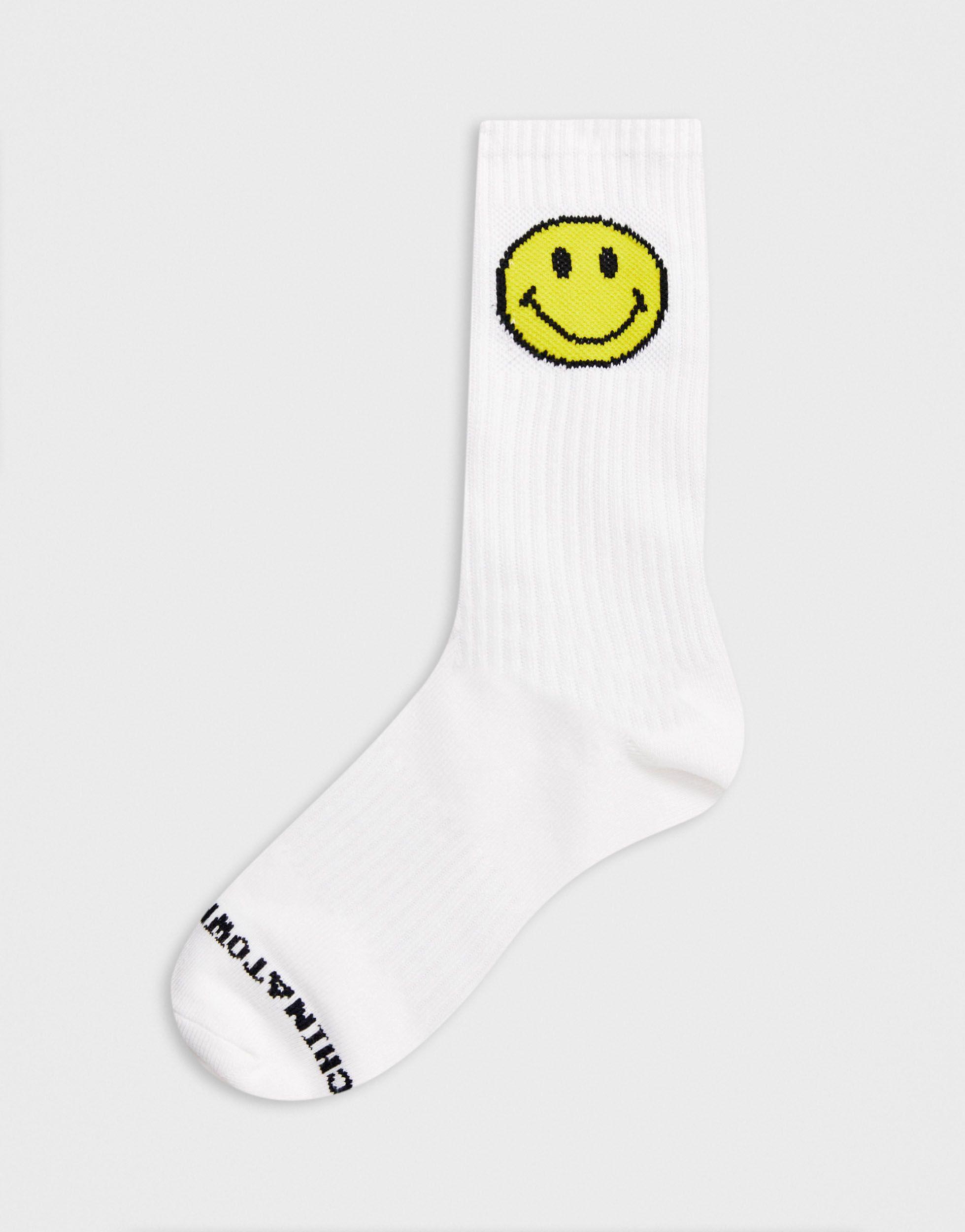 Market Smiley Face Socks in White for Men | Lyst