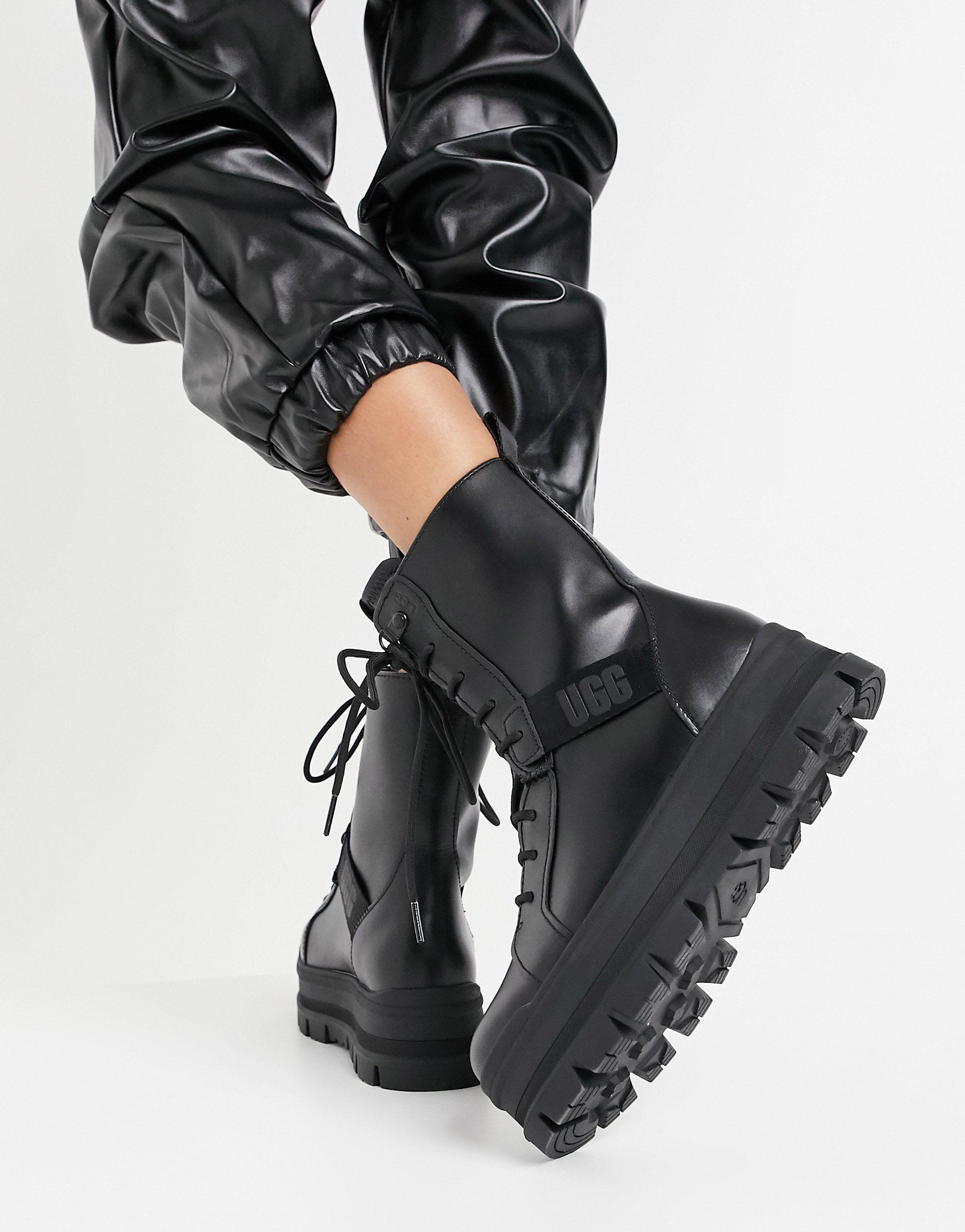 Ugg black 2024 lace up boots