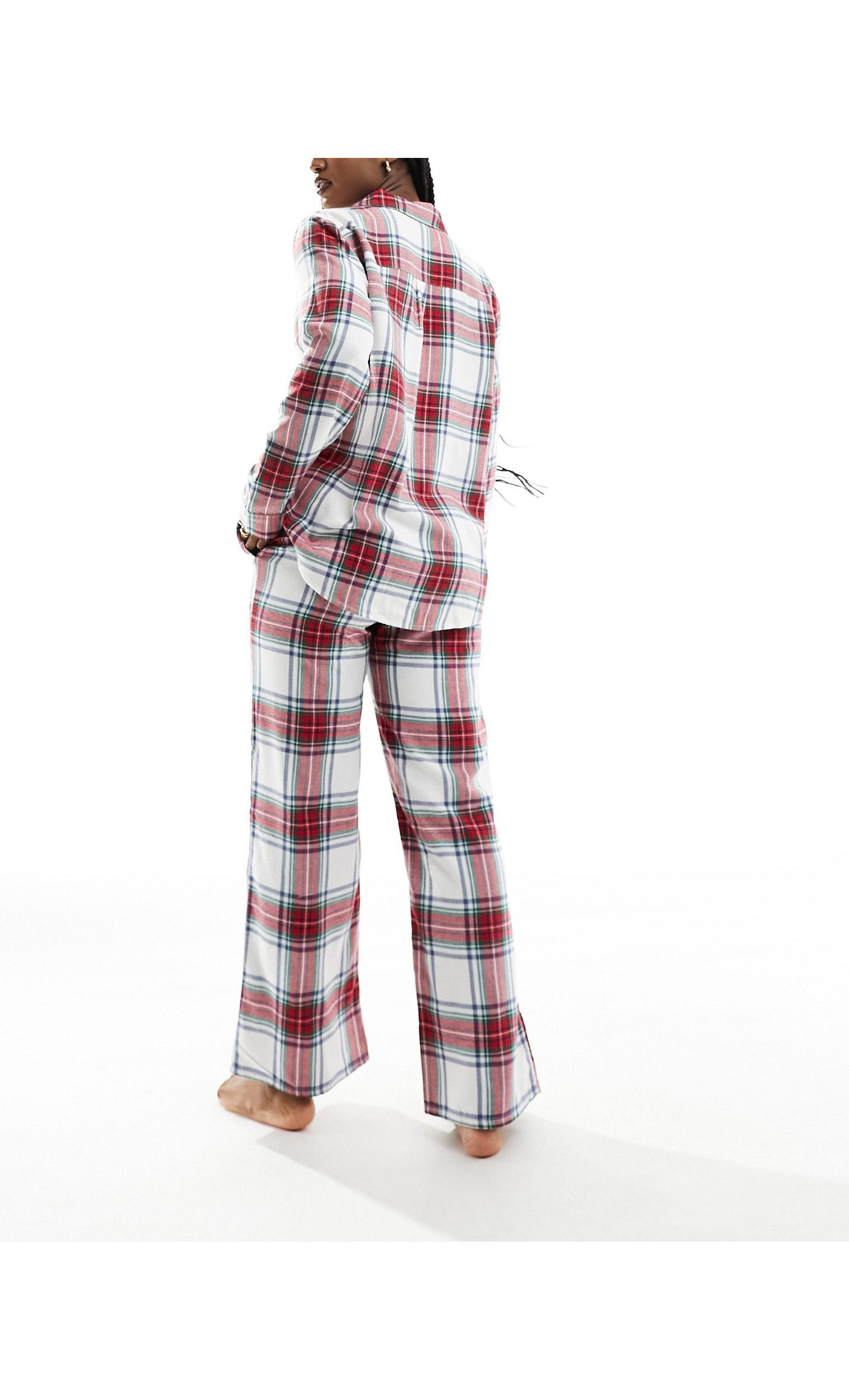 Hollister Flannel Pyjama Set in White Lyst UK
