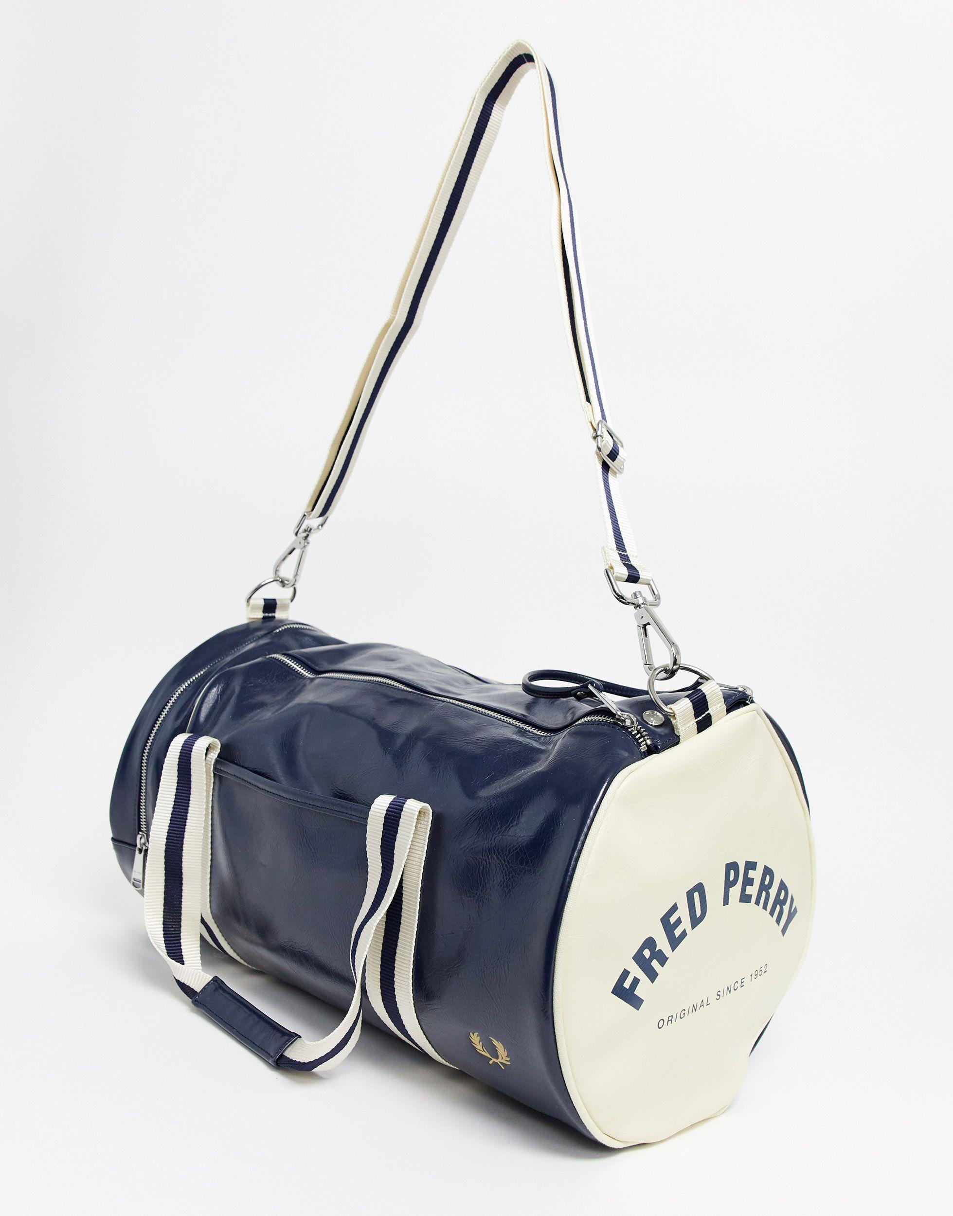 Fred Perry Navy And Ecru Polyurethane Classic Barrel Bag in Blue for Men -  Save 40% | Lyst