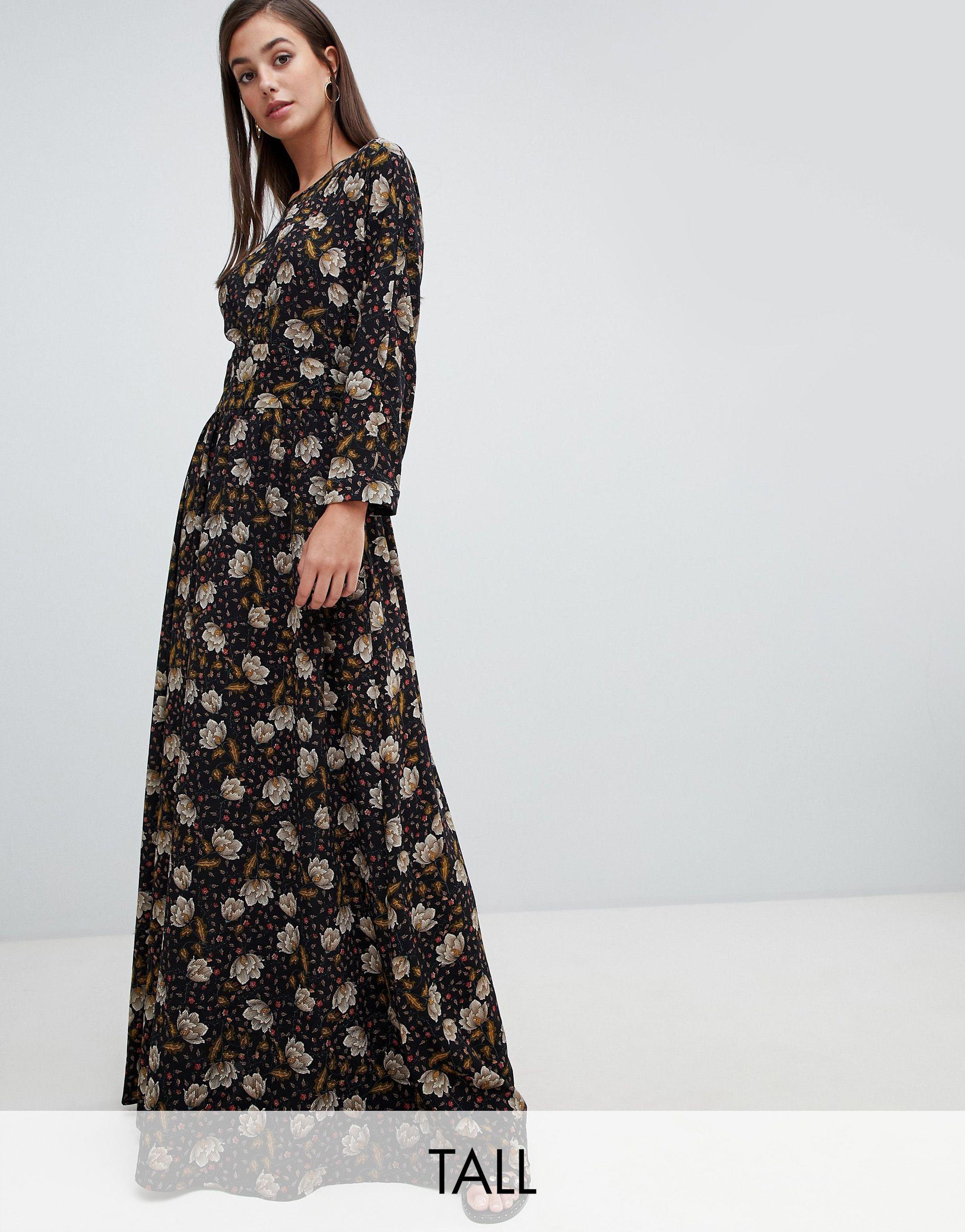 Y.A.S Leather Retro Floral Maxi Dress in Black - Lyst