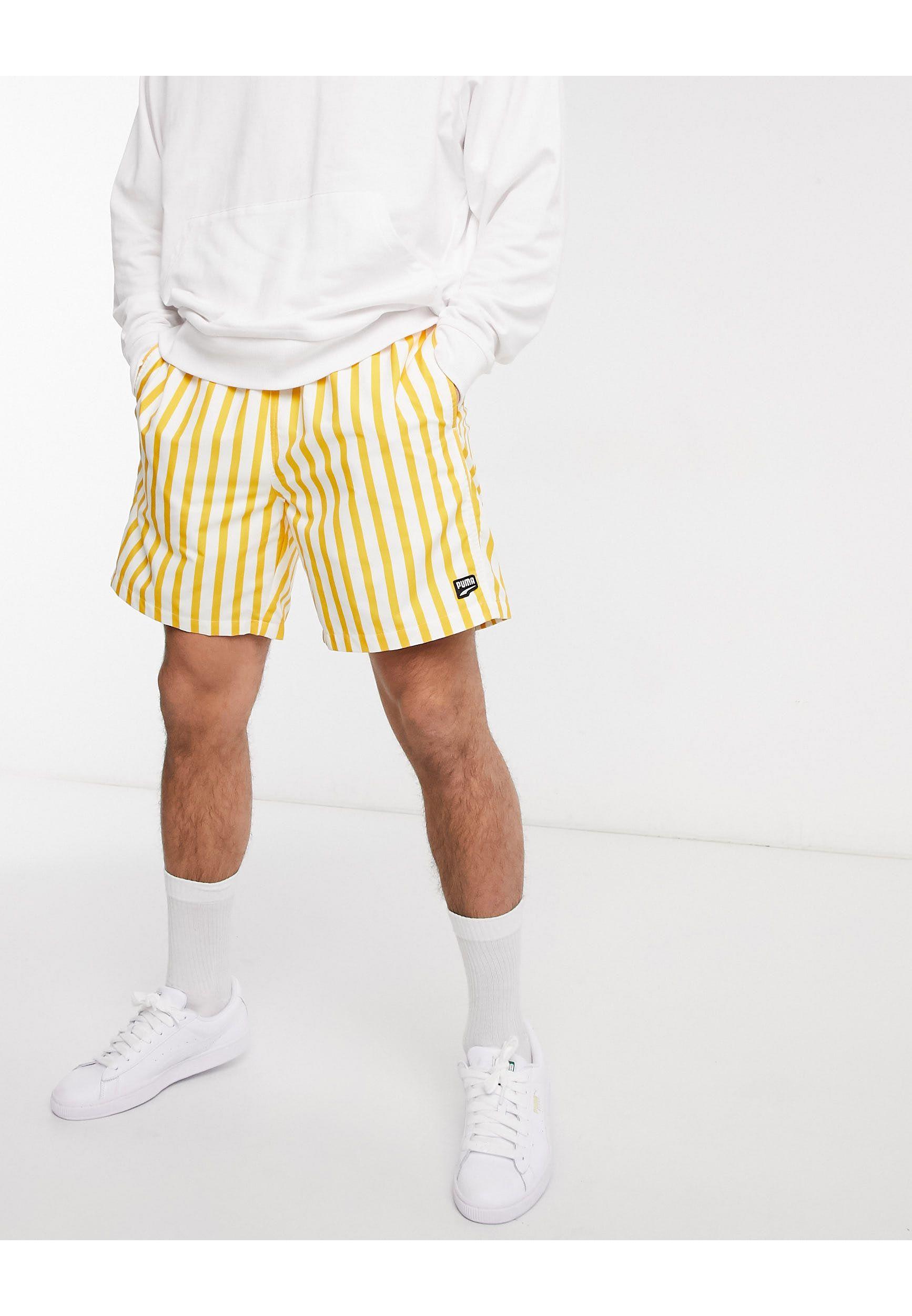 PUMA Downtown Striped Shorts in Yellow for Men | Lyst