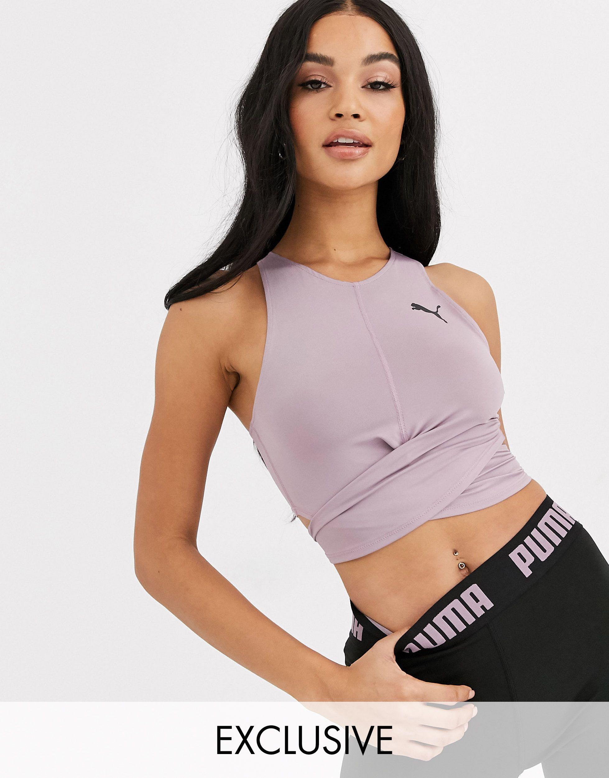 PUMA Synthetic Exclusive To Asos Knot Front Tank Top in Purple - Lyst