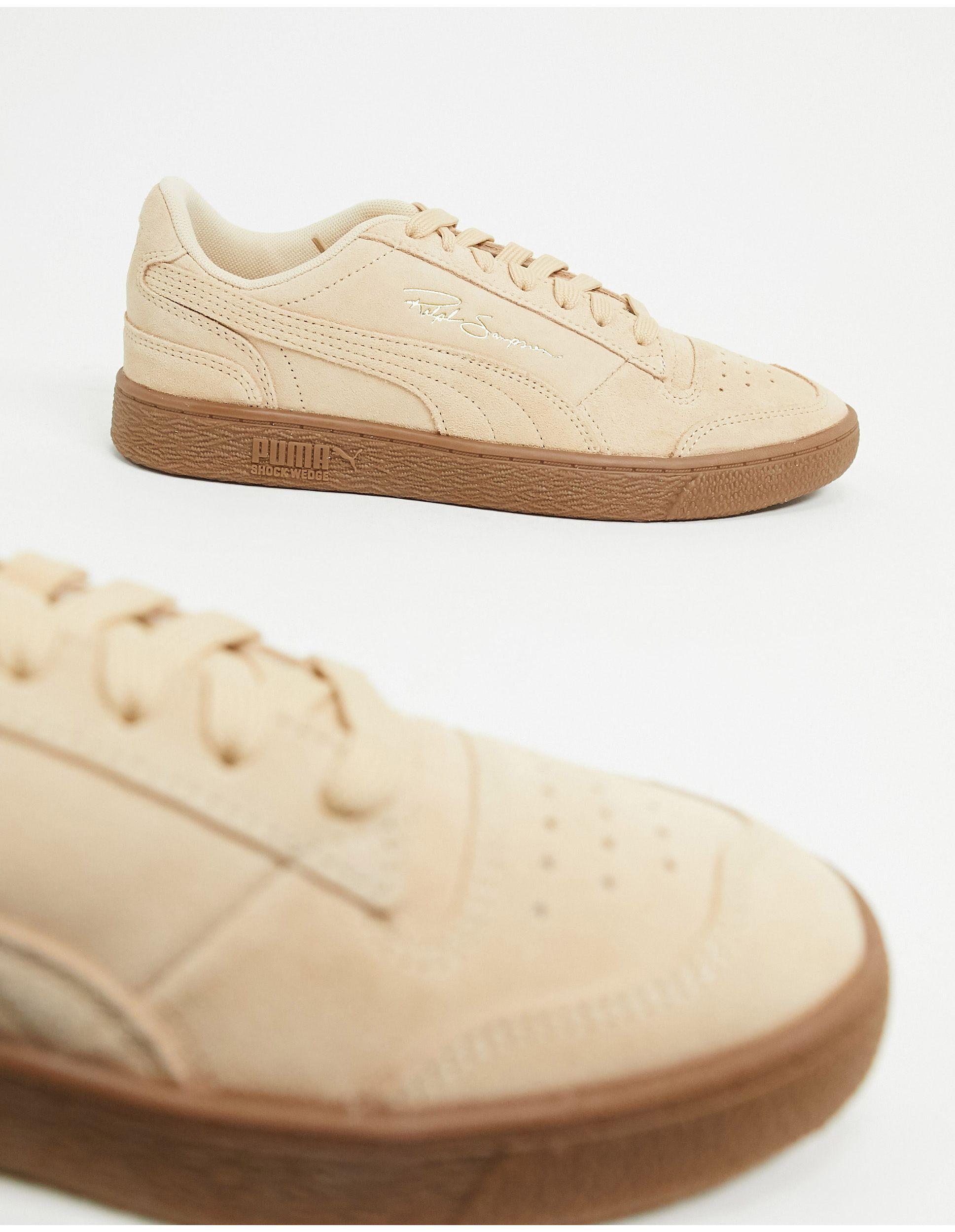 puma ralph sampson suede gum sole trainers in tan