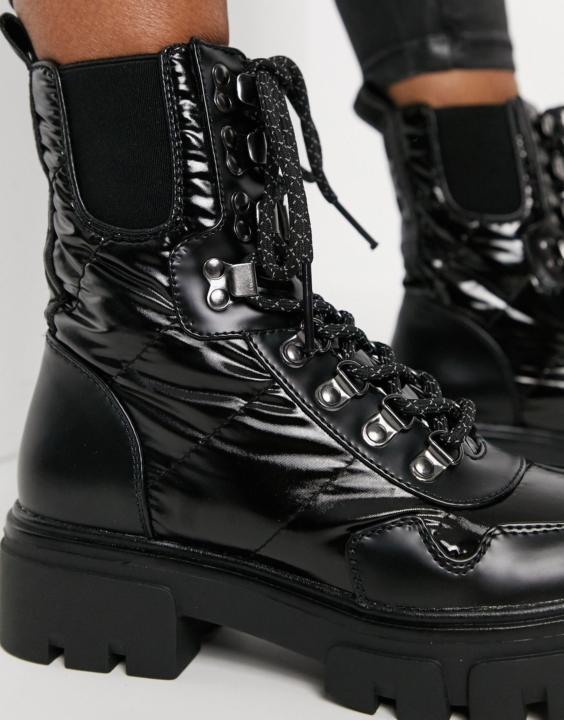 Botas negras brillantes con cordones y gruesa suela Replay de Tejido  sintético de color Negro | Lyst