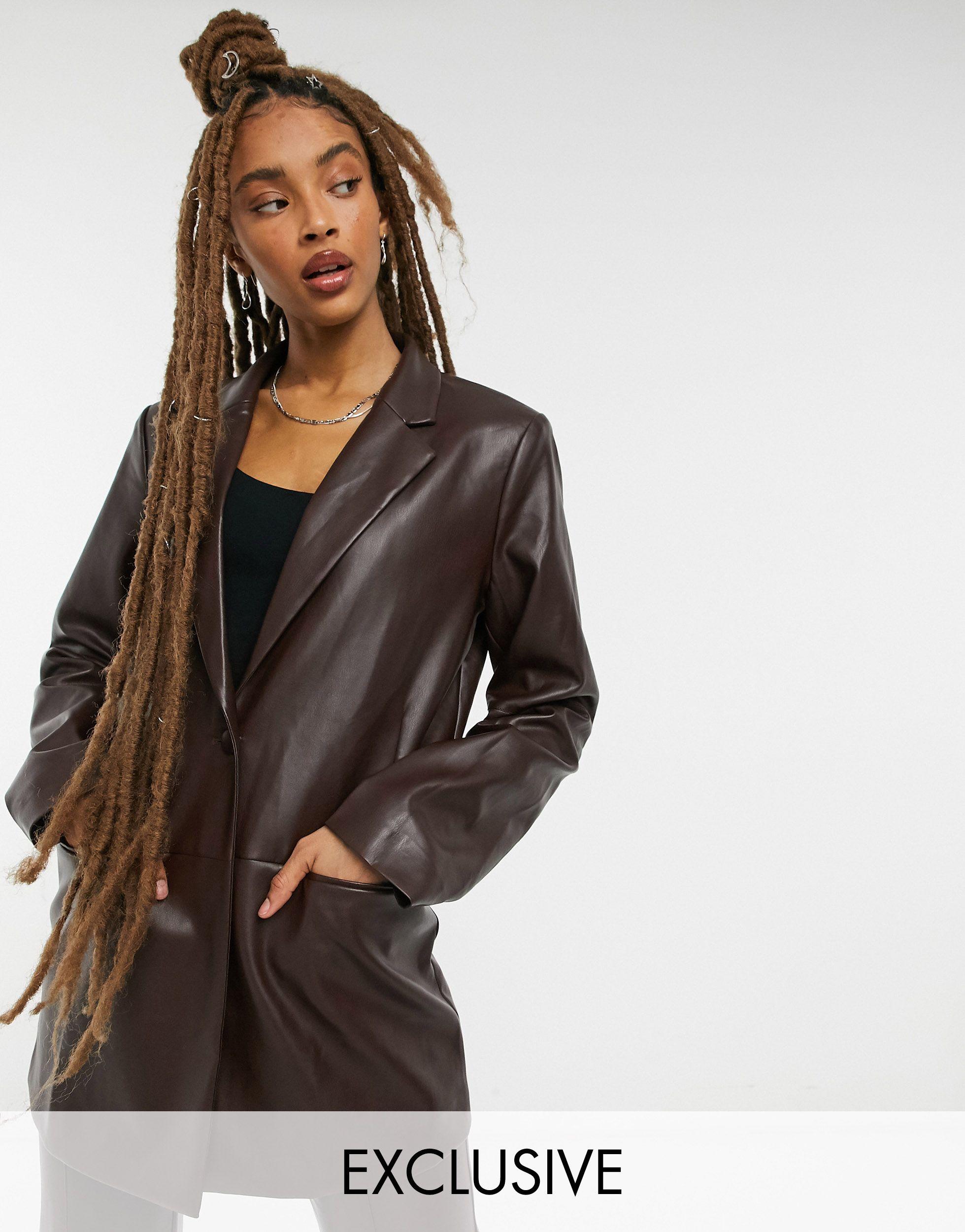 Faux Leather Blazer 