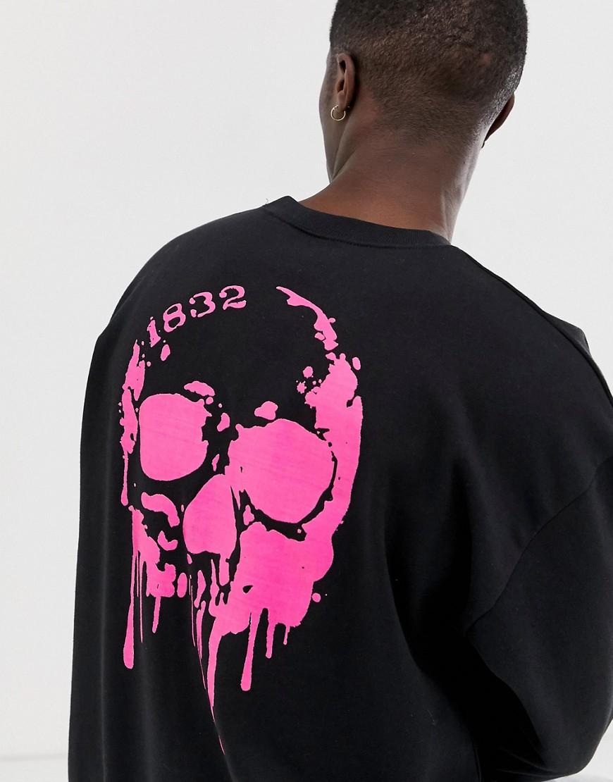 Designer BOLONGARO TREVOR Black Skull Graphics Sweatshirt Jumper size L