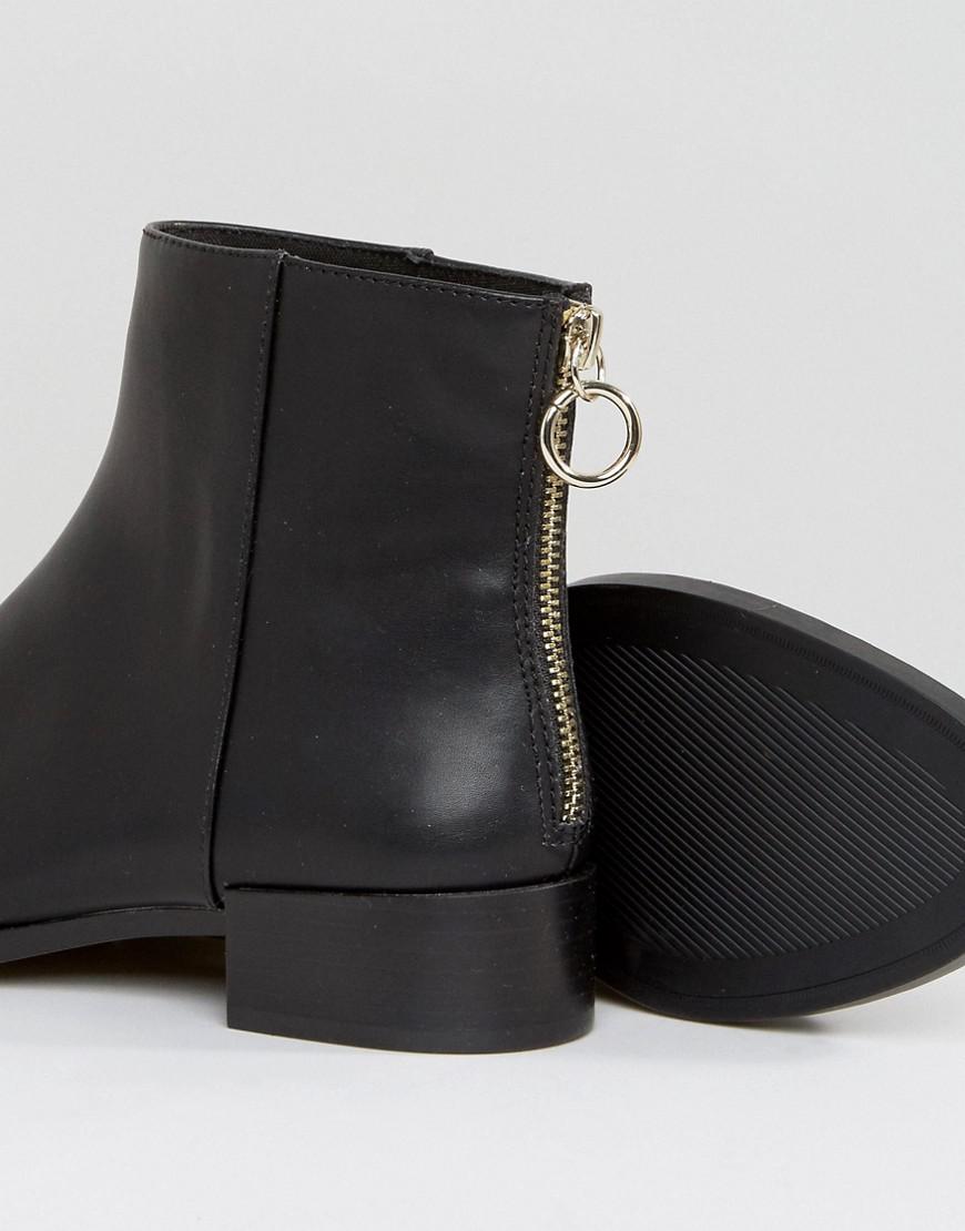 Pull&Bear Denim Zip Detail Ankle Boot in Black | Lyst
