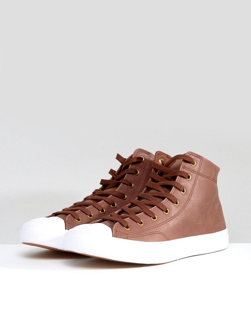 Converse Jack Purcell Leather Mid Sneakers In Brown 157708c for - Lyst
