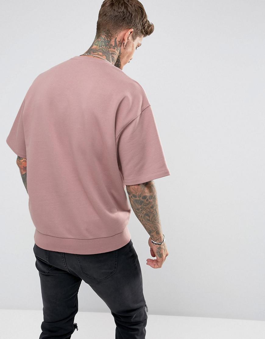 Pink short best sale sleeve sweatshirt