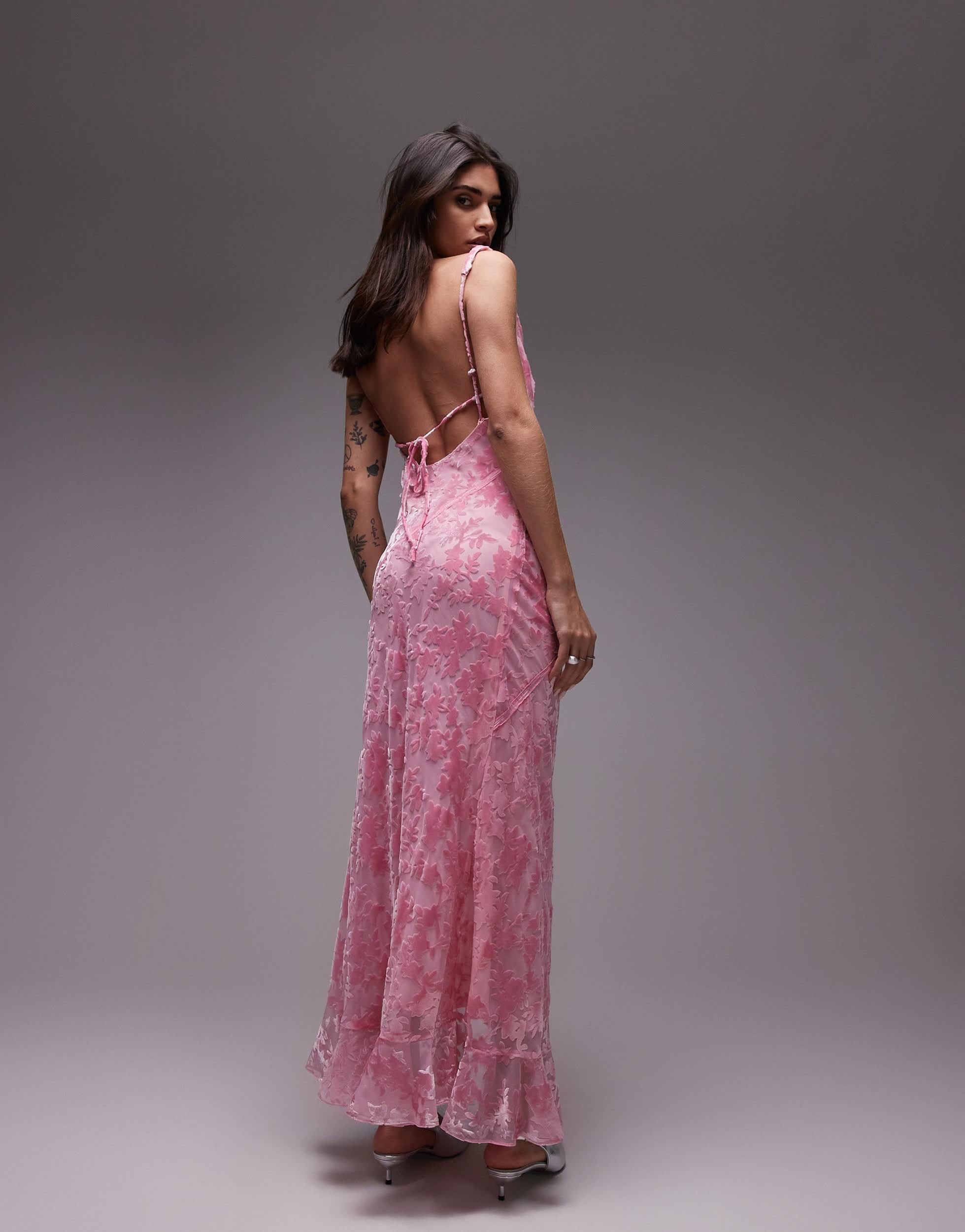 TOPSHOP Burn Out Twist Shoulder Maxi Dress in Pink | Lyst TOPSHOP Burn Out Twist Shoulder Maxi Dress in Pink | Lyst