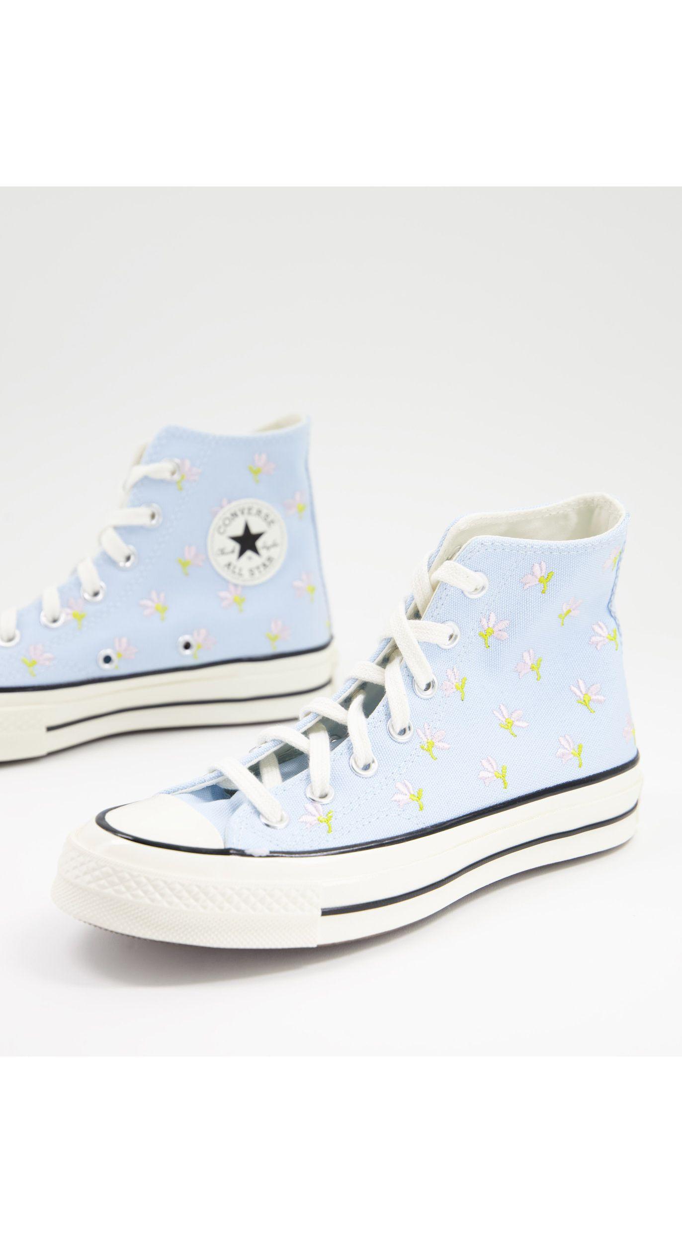 Converse Chuck 70 Hi Floral Embroidered Trainers in Blue | Lyst Australia