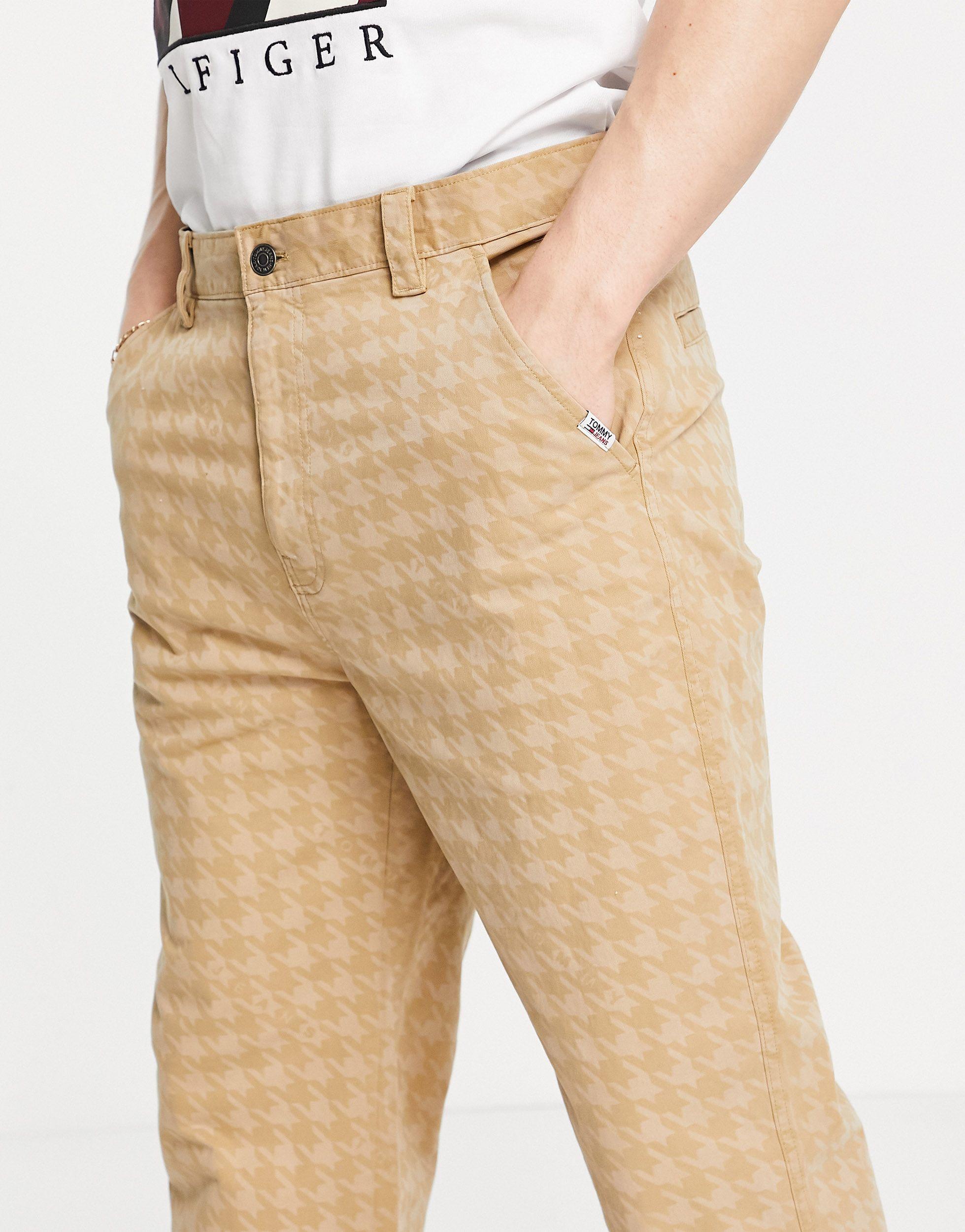 Tommy Hilfiger Skater Straight Fit Tonal Houndstooth Print Trousers in  Natural for Men | Lyst