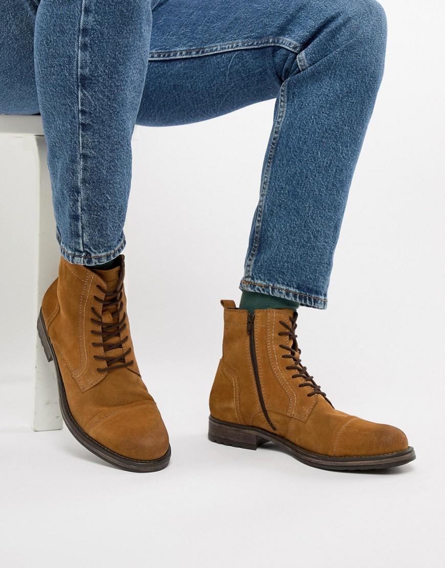 Jack & Jones Suede Lace Up Boot In Tan for Men - Lyst