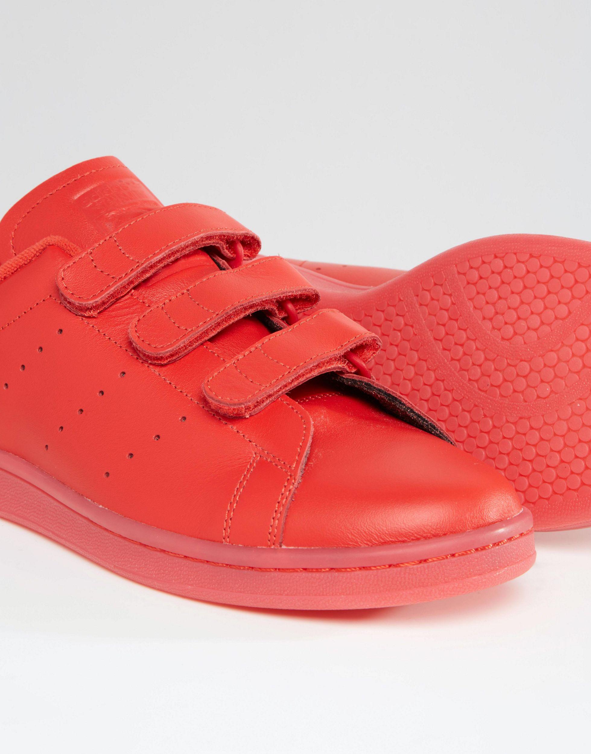 adidas Originals Leather Stan Smith Velcro Trainers In Red S80043 for Men |  Lyst