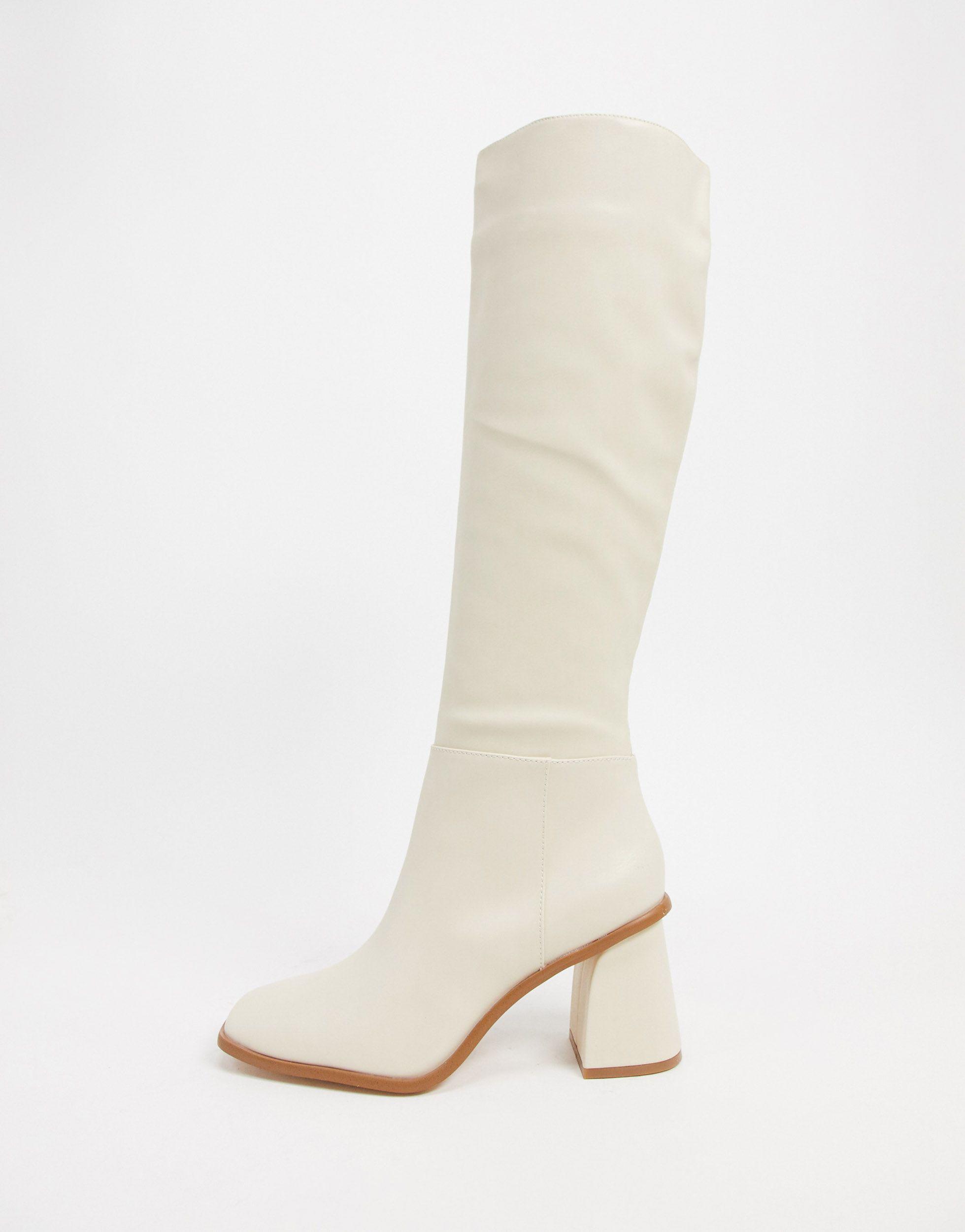 Pull&Bear Pull On Knee Boots in Natural | Lyst