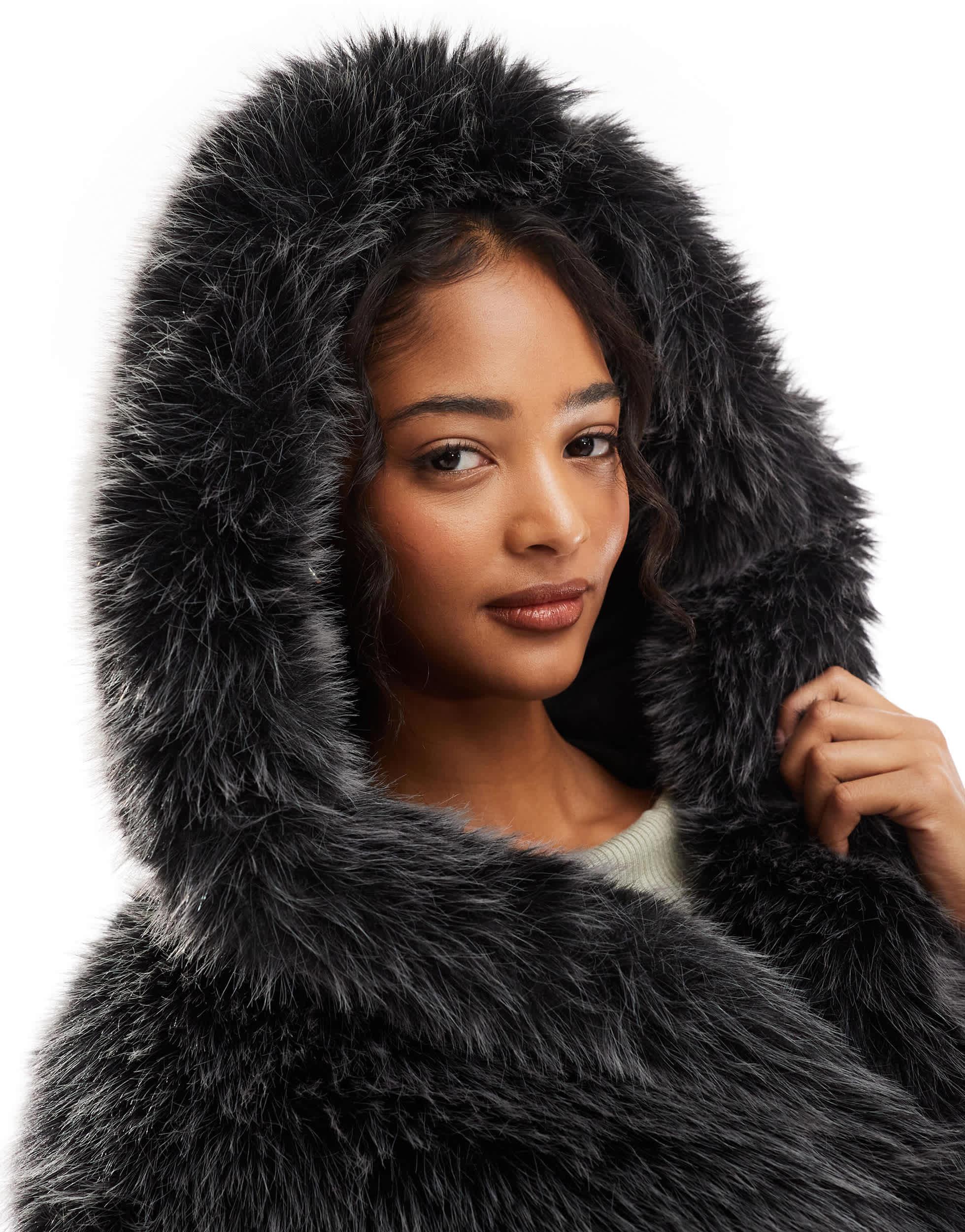 Faux Fur Jacket Veste Fourrure Noire Black Fur Jacket