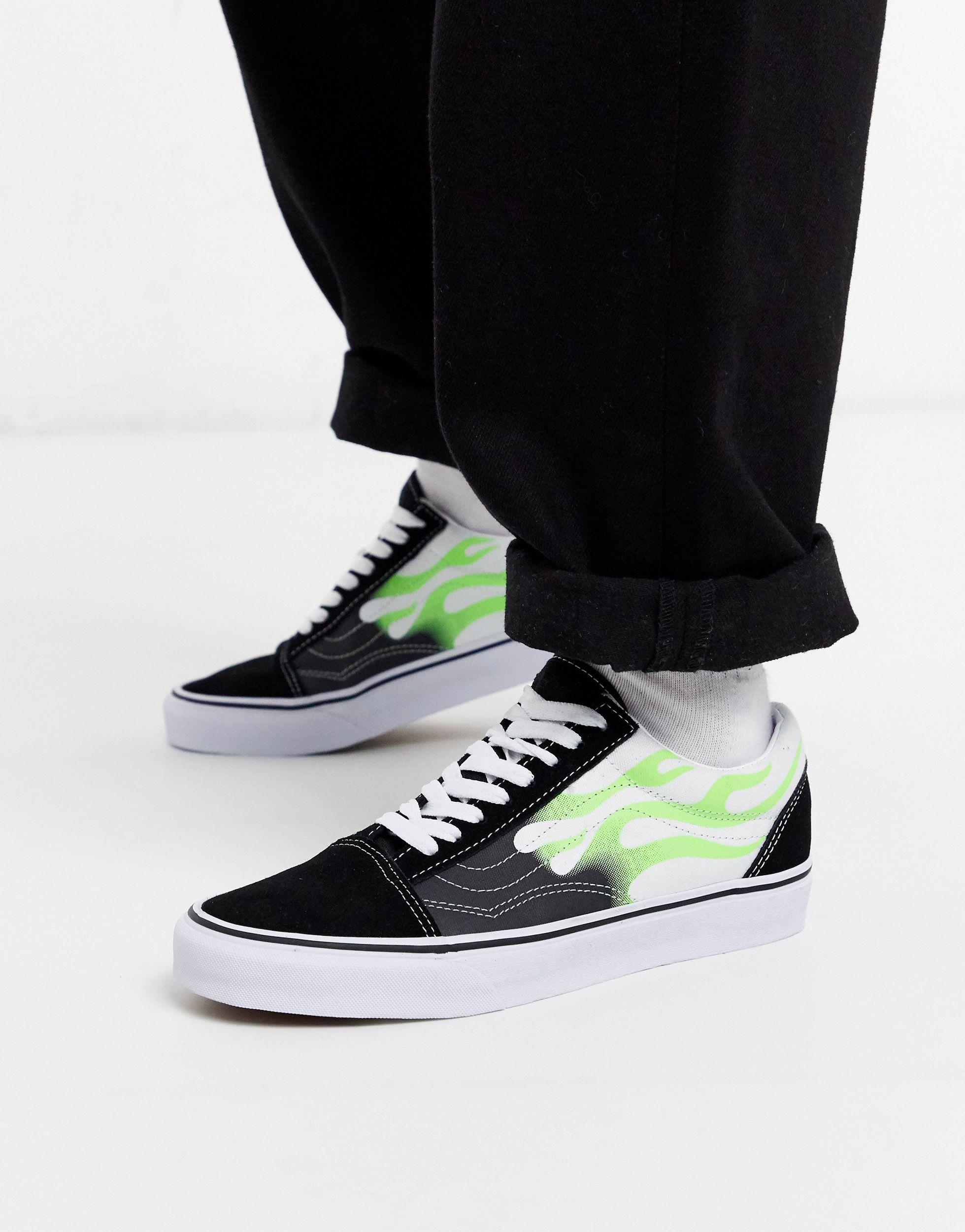 vans old skool black flame