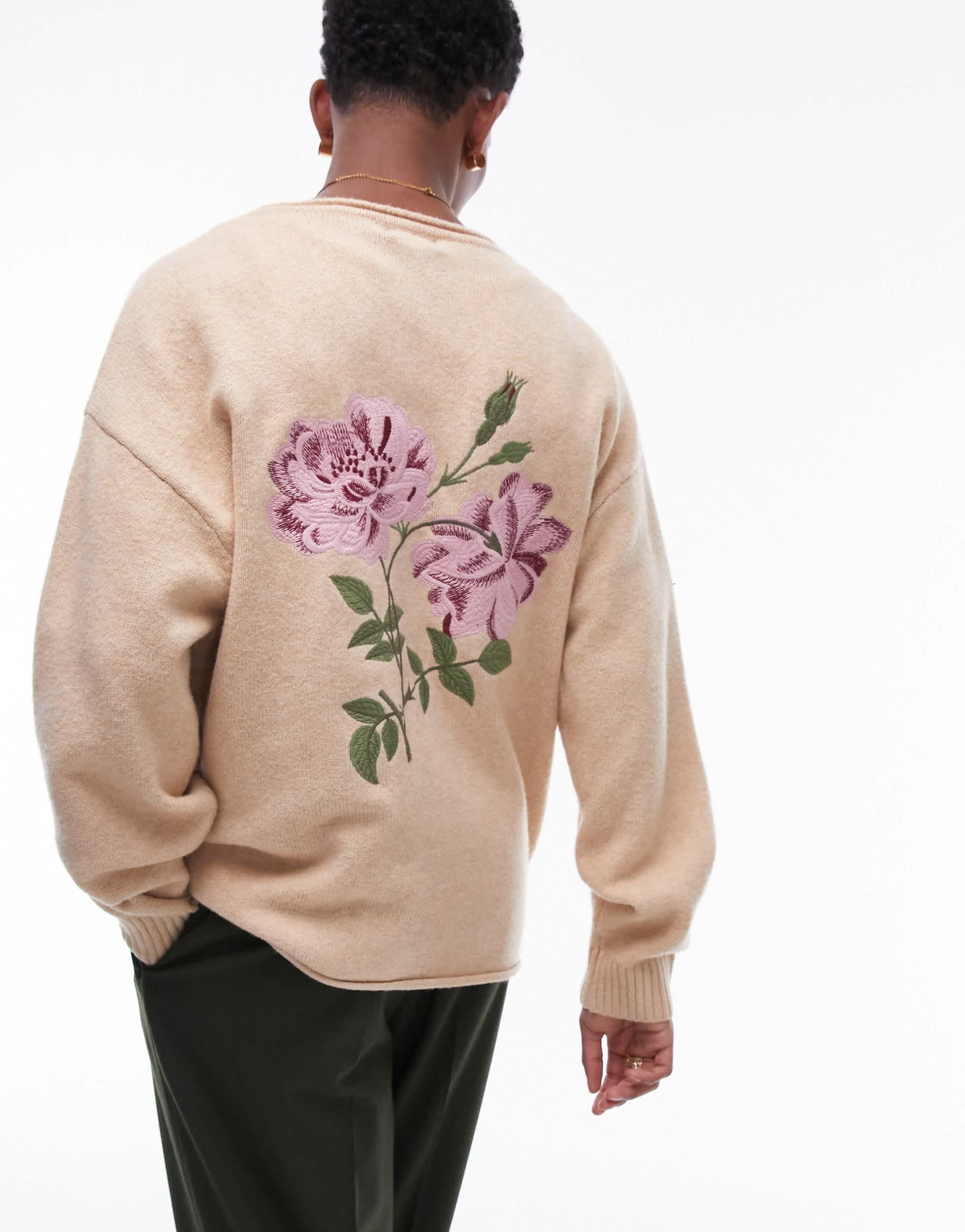 TOPMAN Floral Embroidered Cardigan in Pink for Men Lyst
