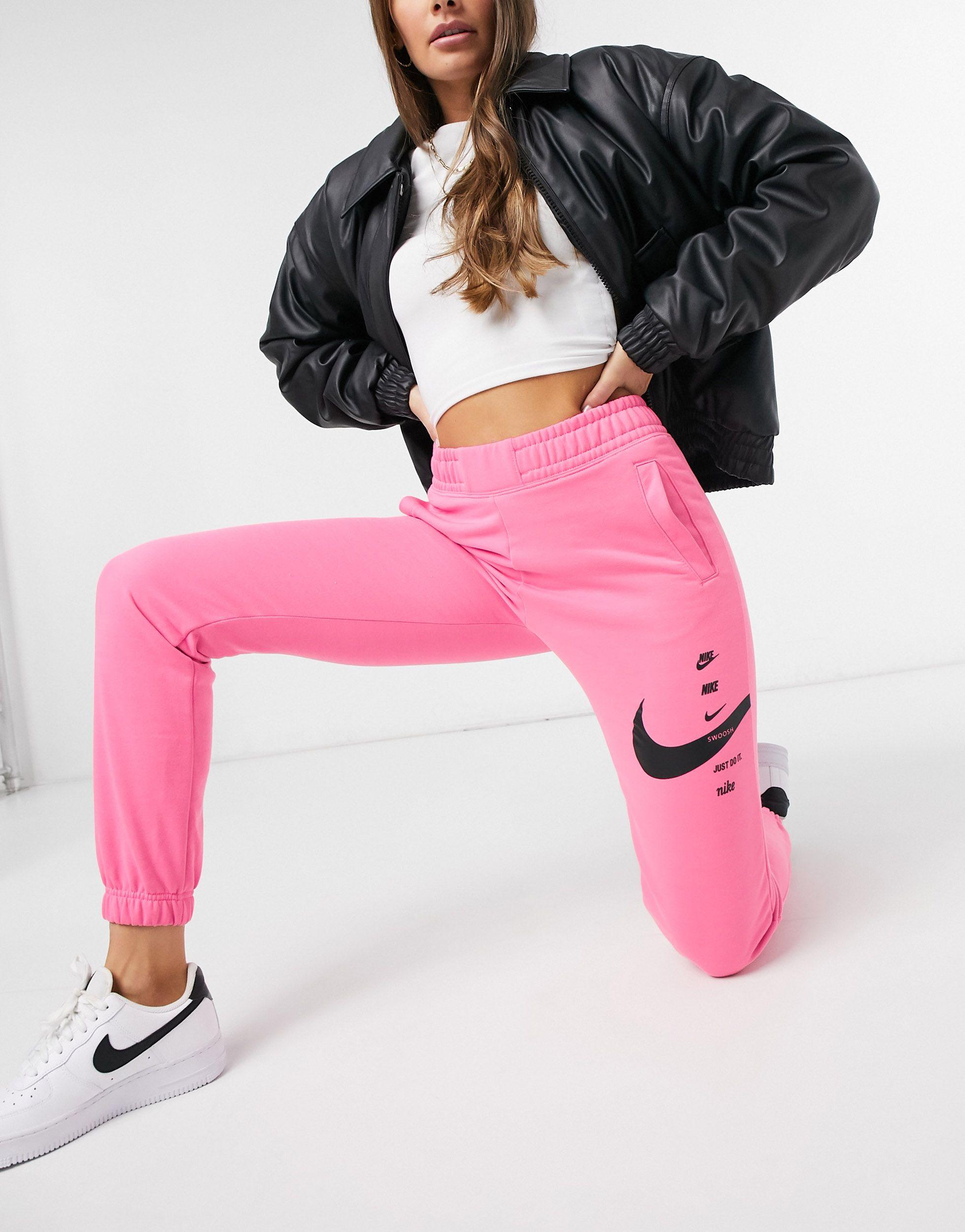 Nike stacked swoosh logo sweatpant pink Clearance