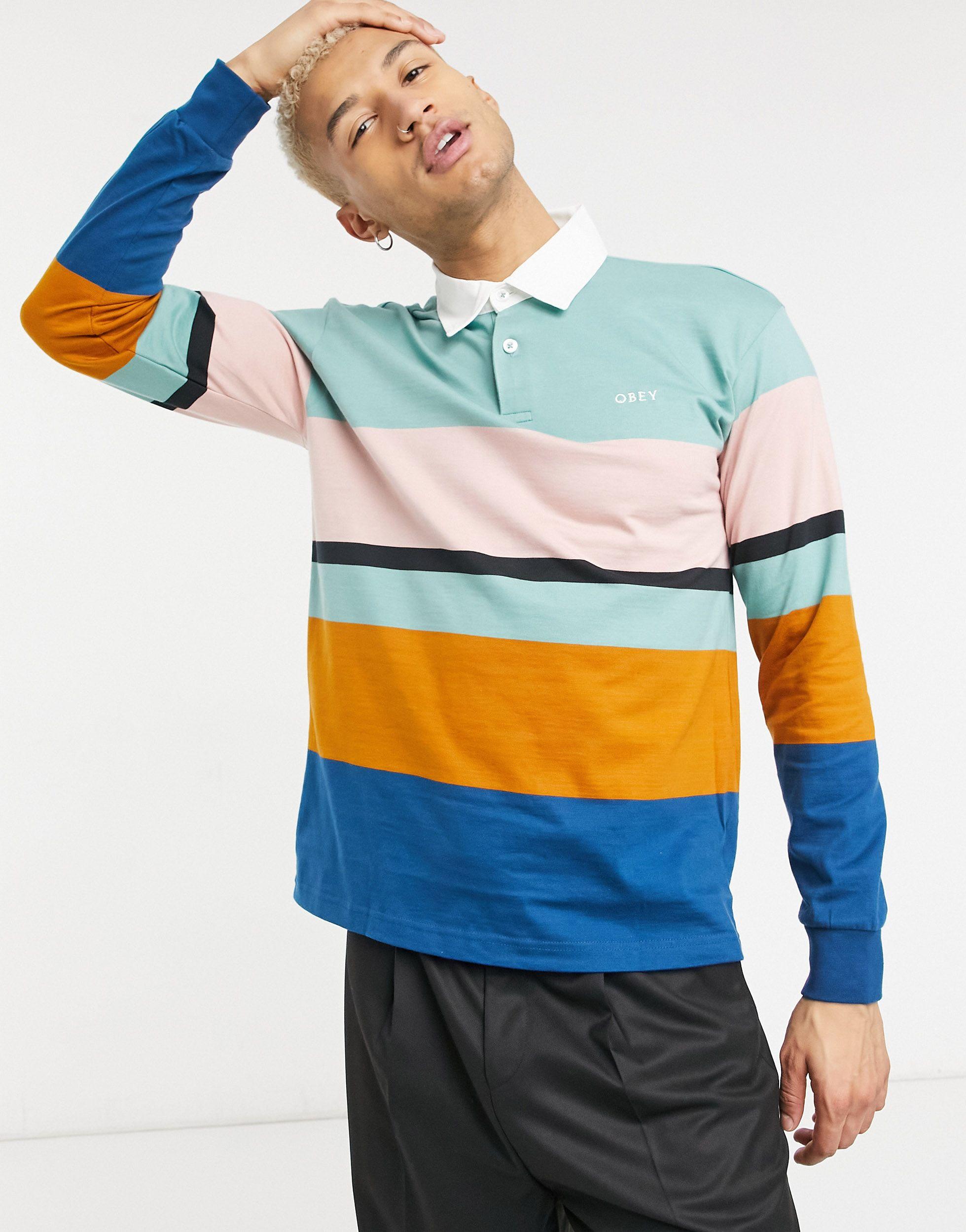 Obey Benny Long Sleeve Stripe Polo in 