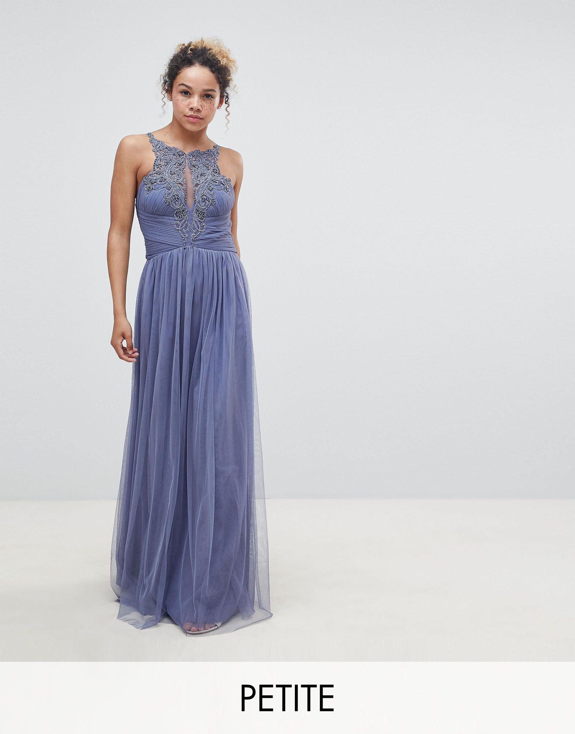 little mistress lavender grey embellished maxi dress