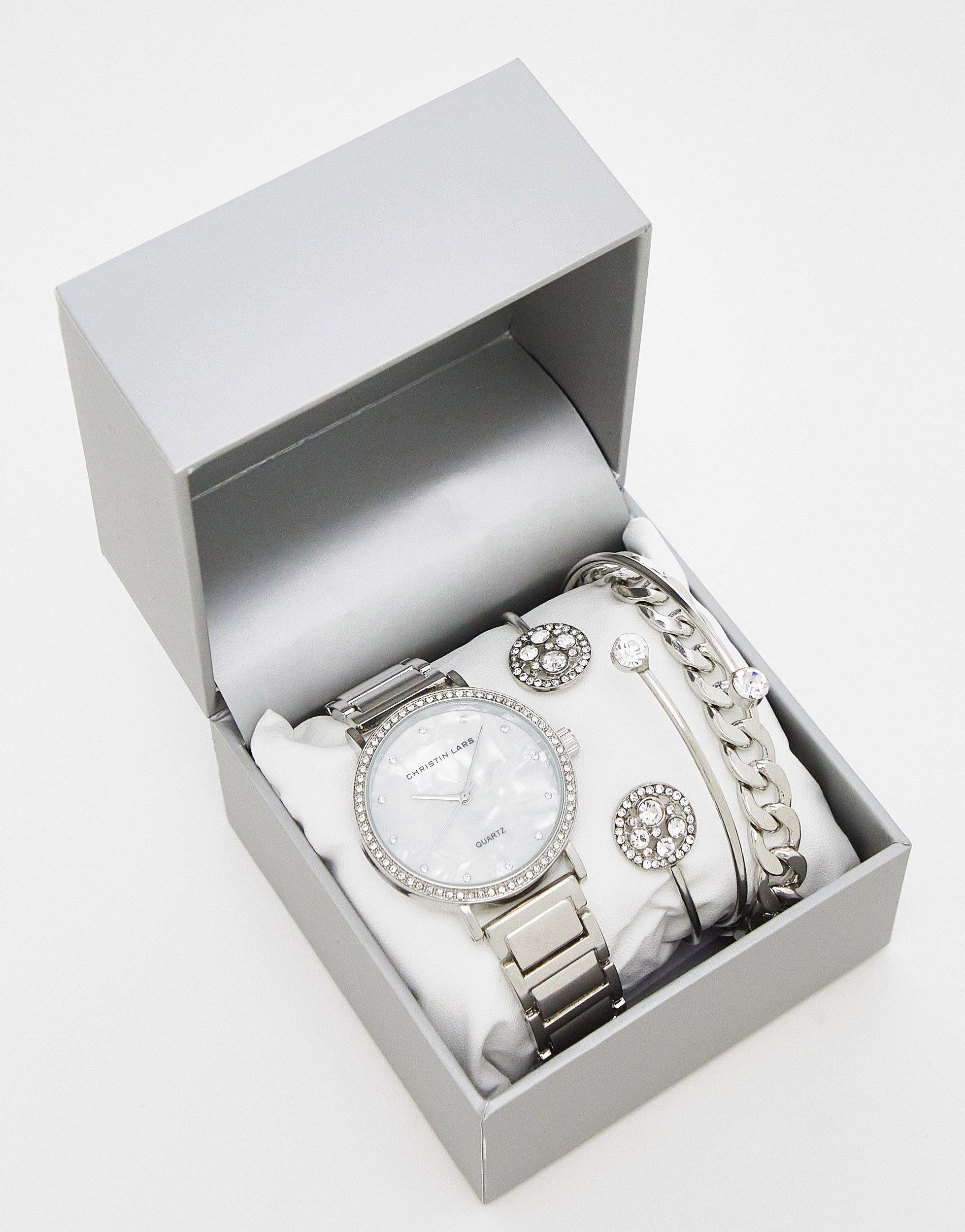 Christin Lars Christian Lars Watch And Bracelet Gift Set in Metallic