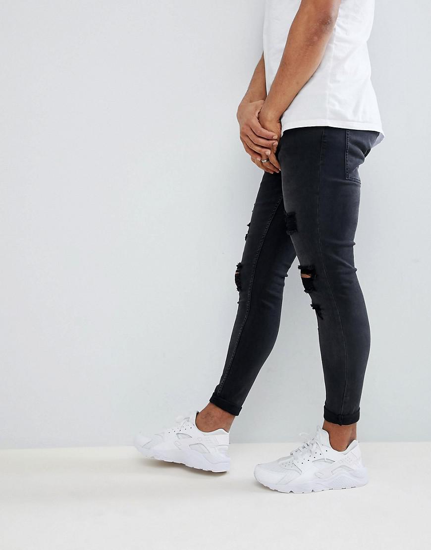 Gym King Super Skinny Jeans In Black With Distressing for Men | Lyst