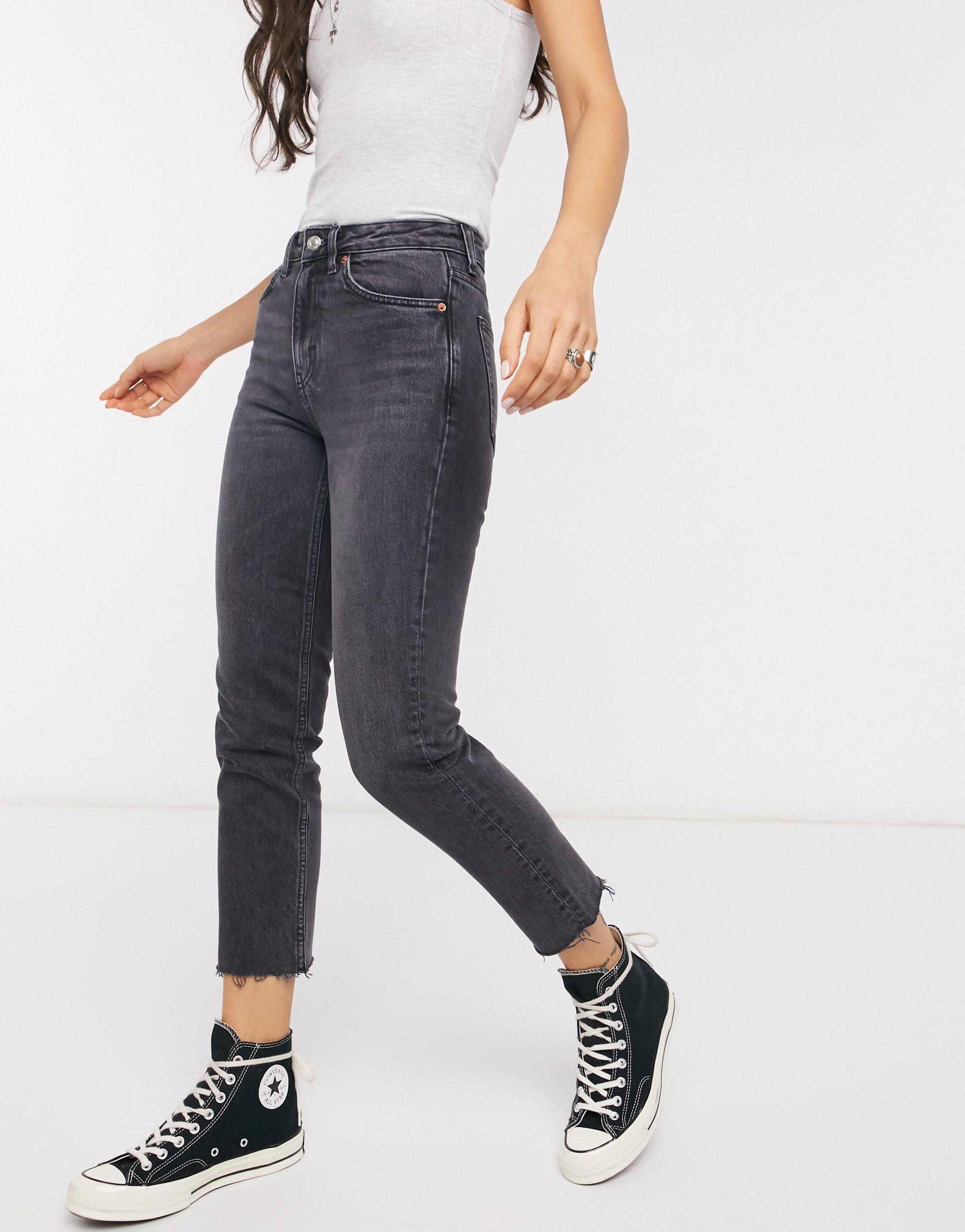 TOPSHOP Straight Jeans in Black | Lyst