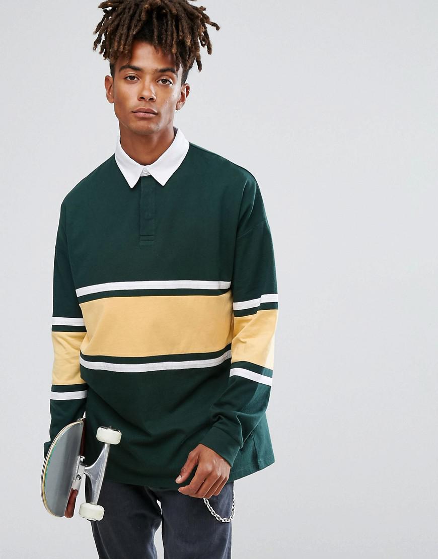 ASOS Oversized Long Sleeve Rugby Shirt With Contrast Panelling In for Men | Lyst