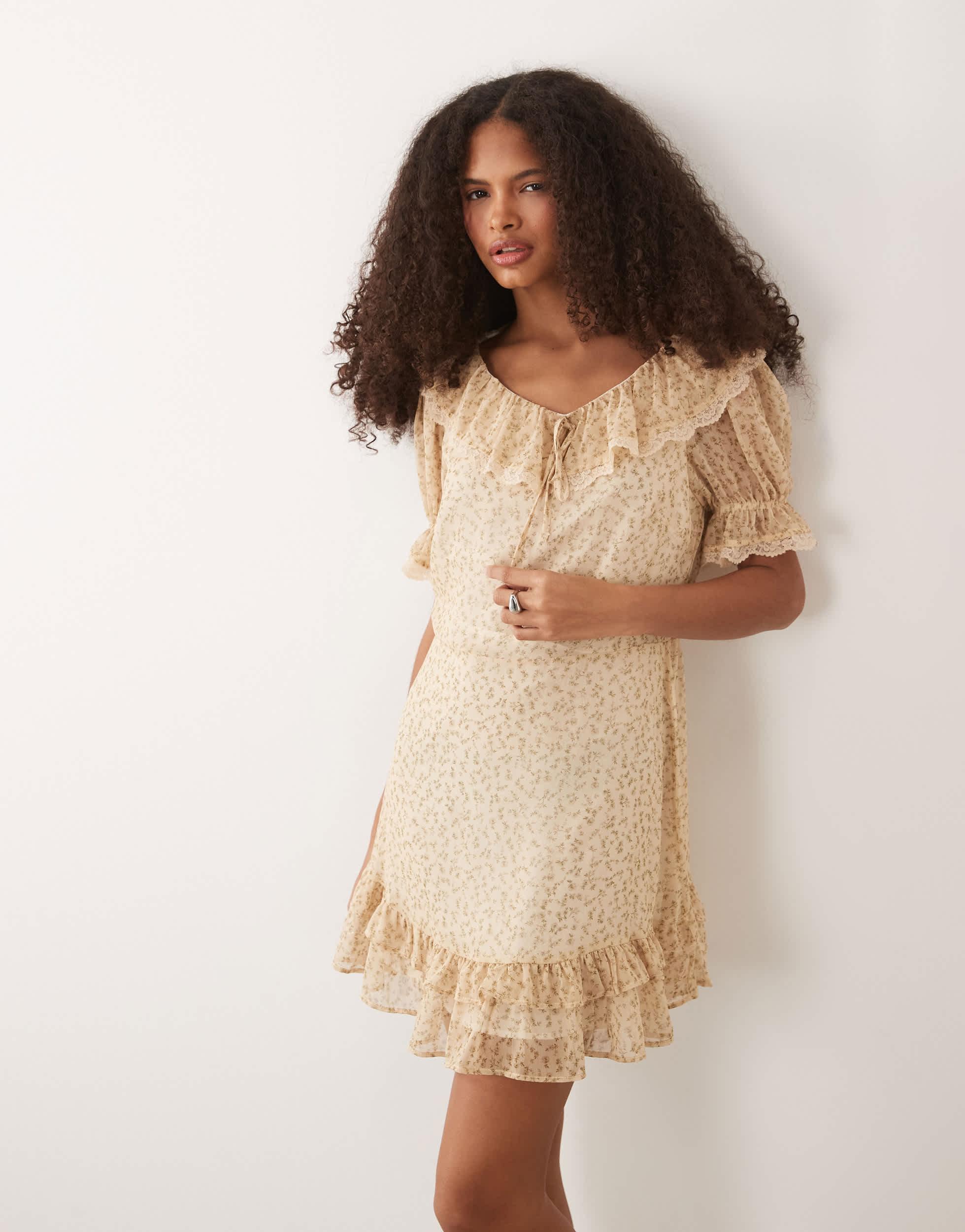 miss selfridge mixed lace mini dress Miss Selfridge Mixed Lace Mini Dress in Blue
