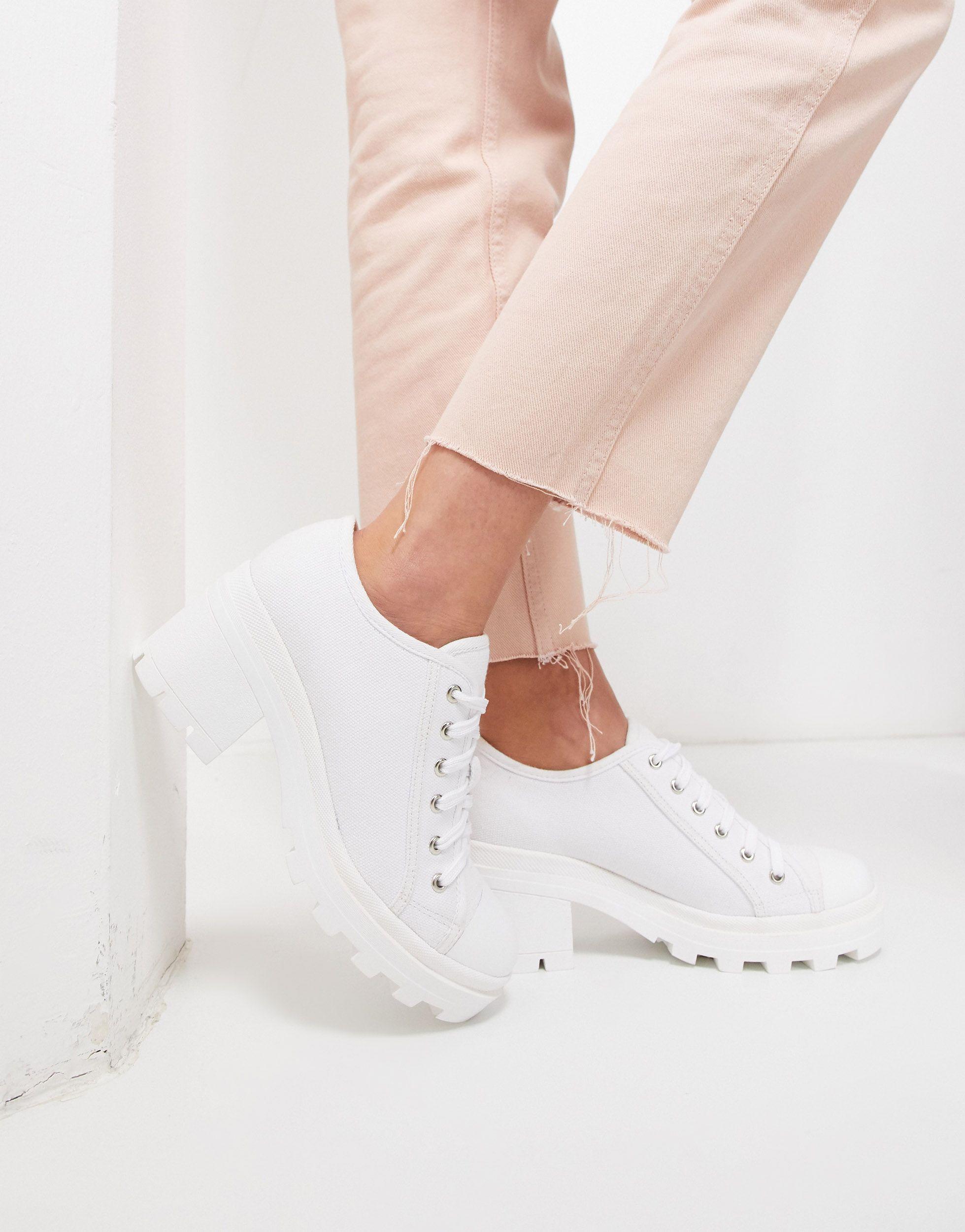 Kenya instance penalty Truffle Collection Chunky Lace Up Canvas Shoes-white | Lyst