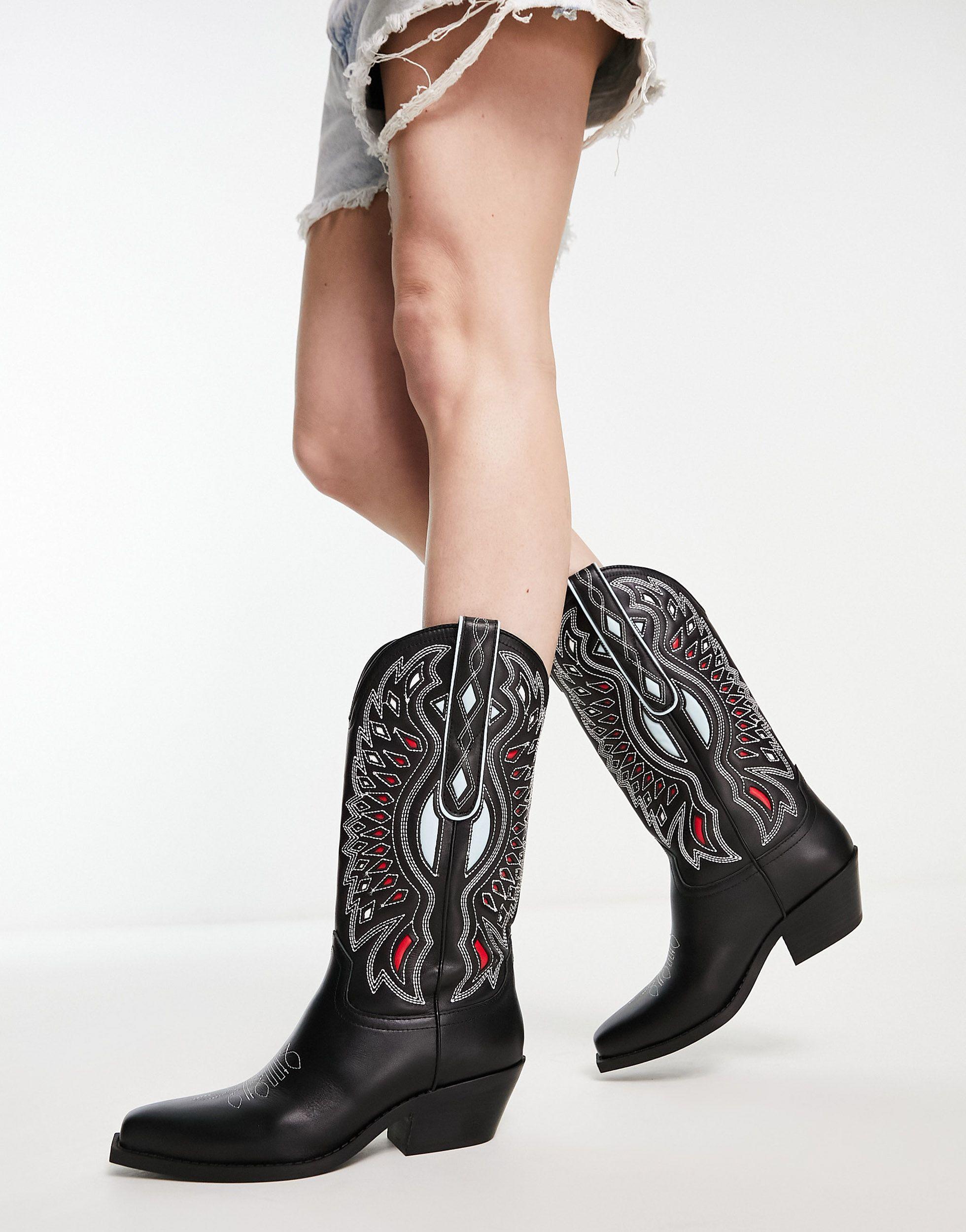 Steve Madden Weslynn Vintage Style Western Boots in Black Lyst UK