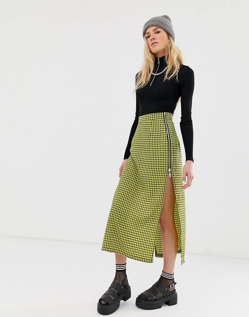 side split yellow skirt