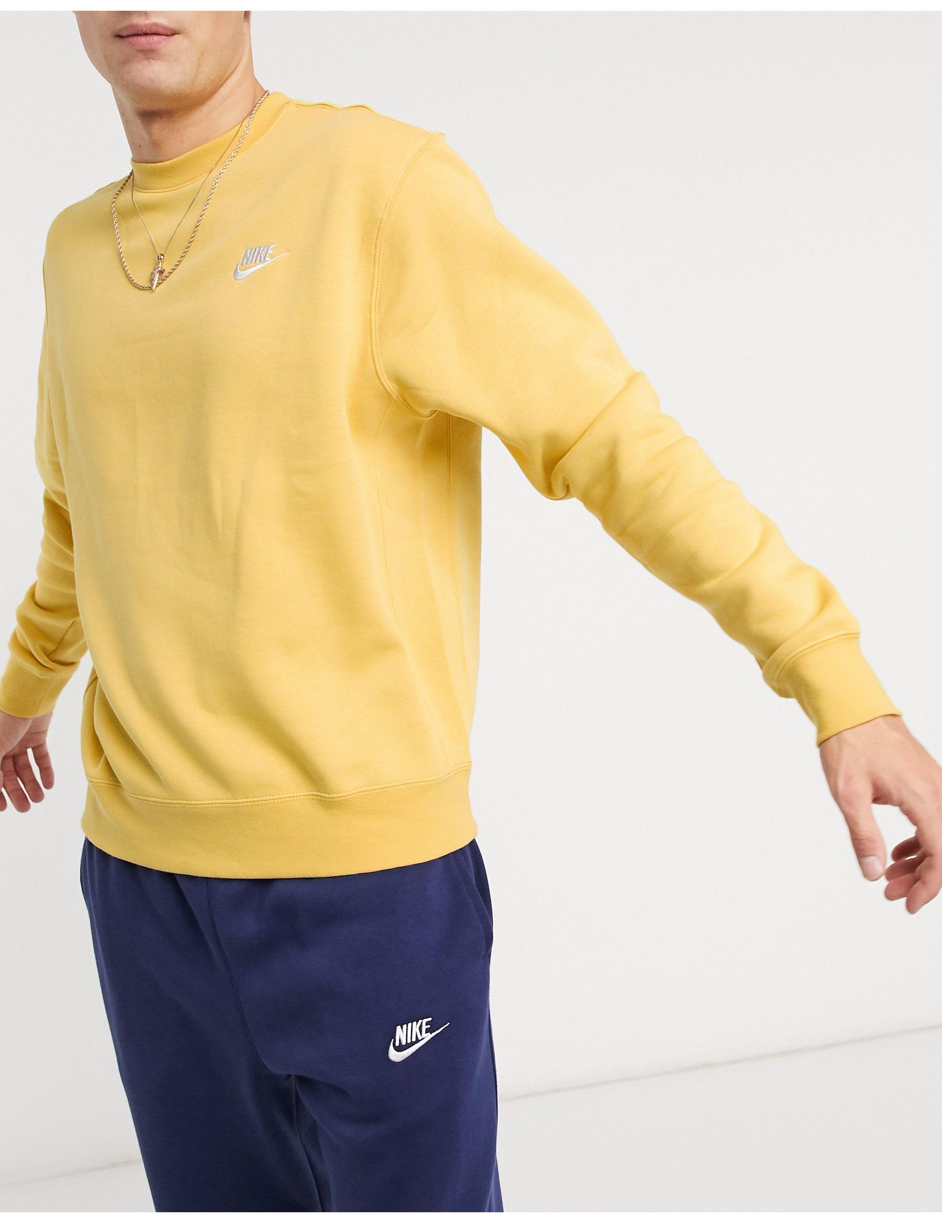 nike club crew sweatshirt yellow