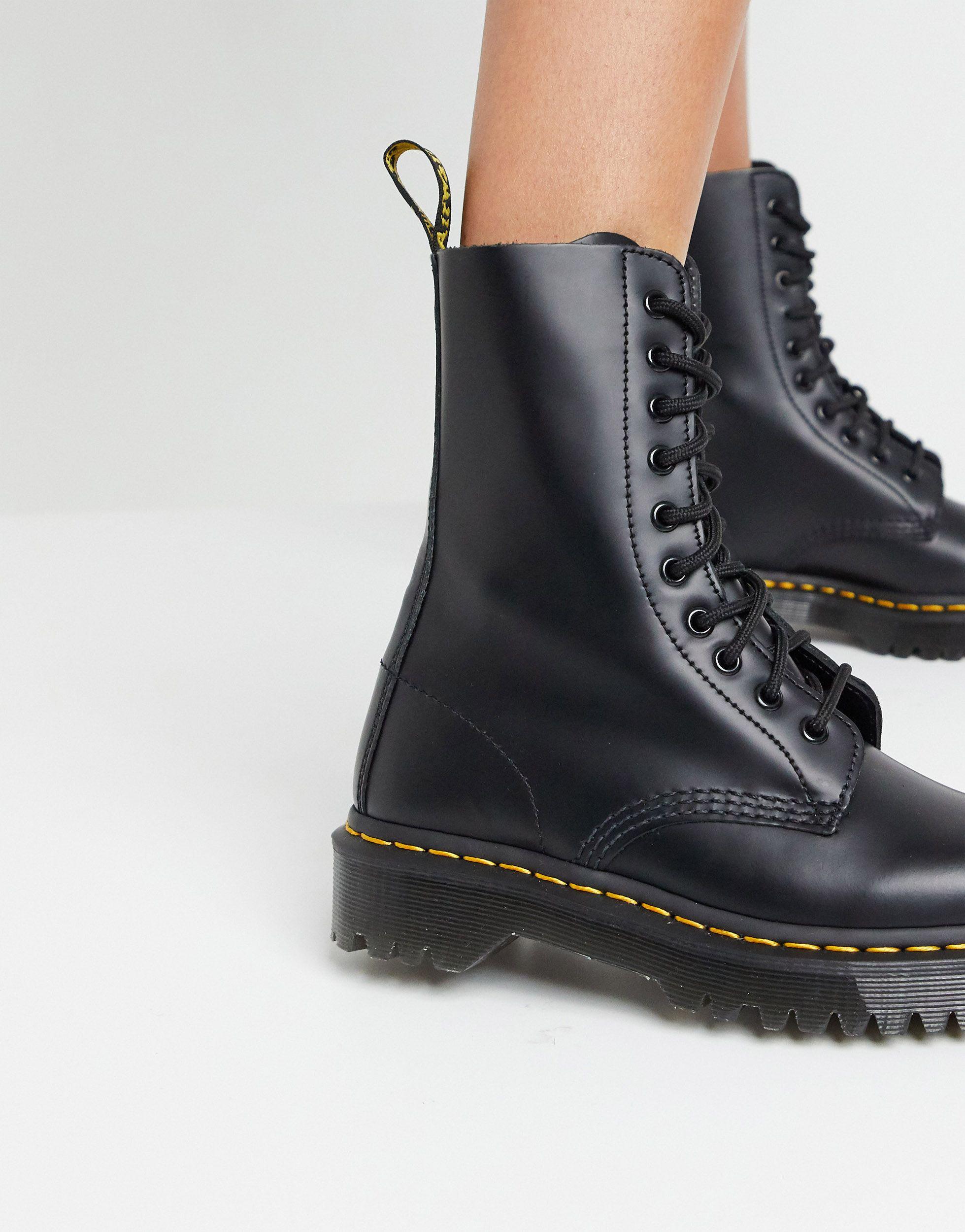 Dr. Martens Leather 1490 10 Eye Bex Boots in Black - Lyst
