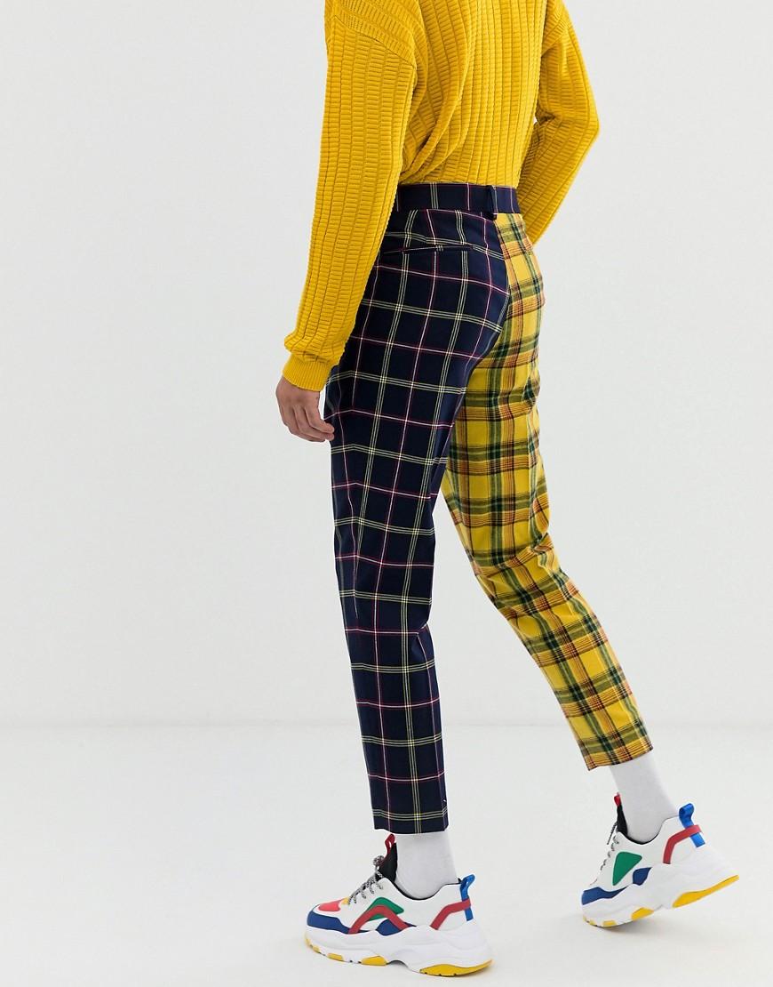 checked yellow trousers