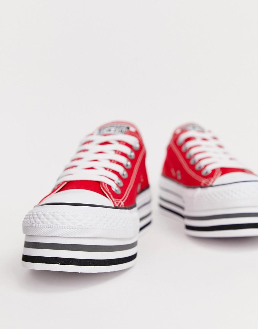 Converse Chuck Taylor All Star Platform Layer Red Trainers in Red - Lyst