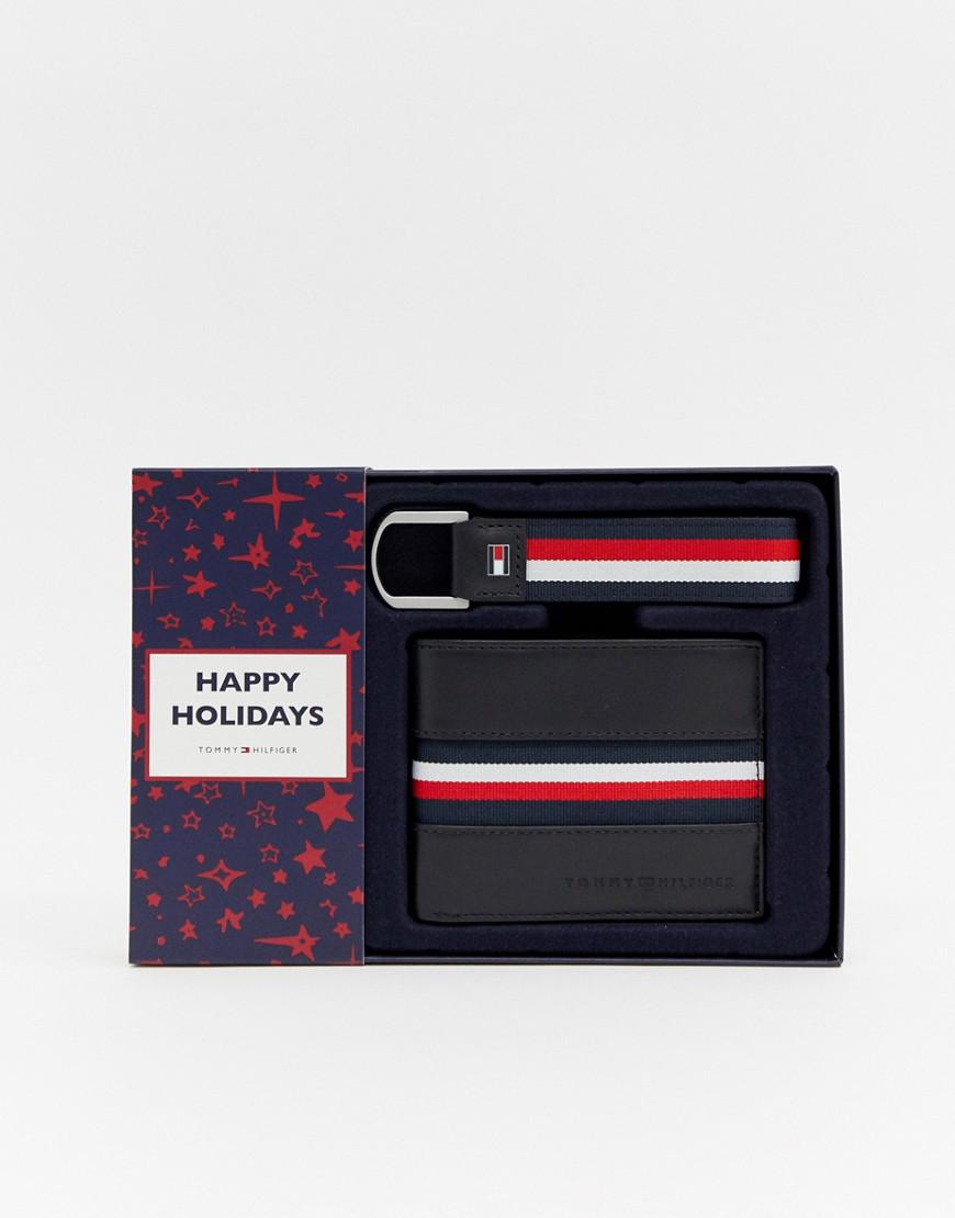 Tommy Hilfiger Leather Stripe Cc Wallet Keyfob Gift Set Blue for Men Lyst