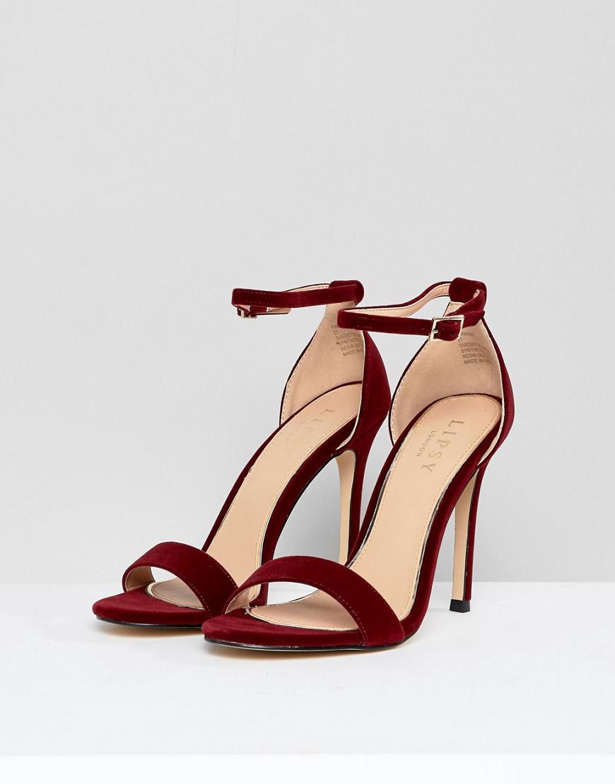 Lipsy Velvet Barely There Shoes in Red - Lyst
