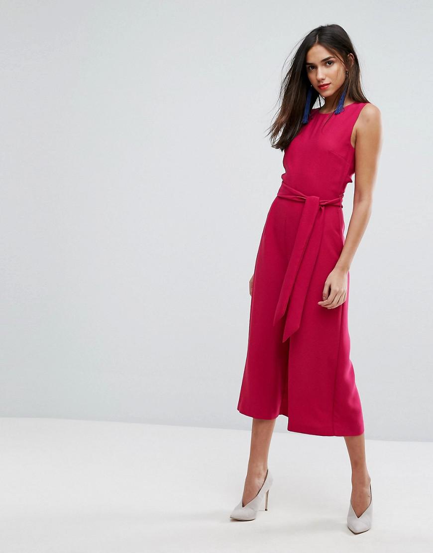 Warehouse Open Back Culotte Jumpsuit in Pink | Lyst