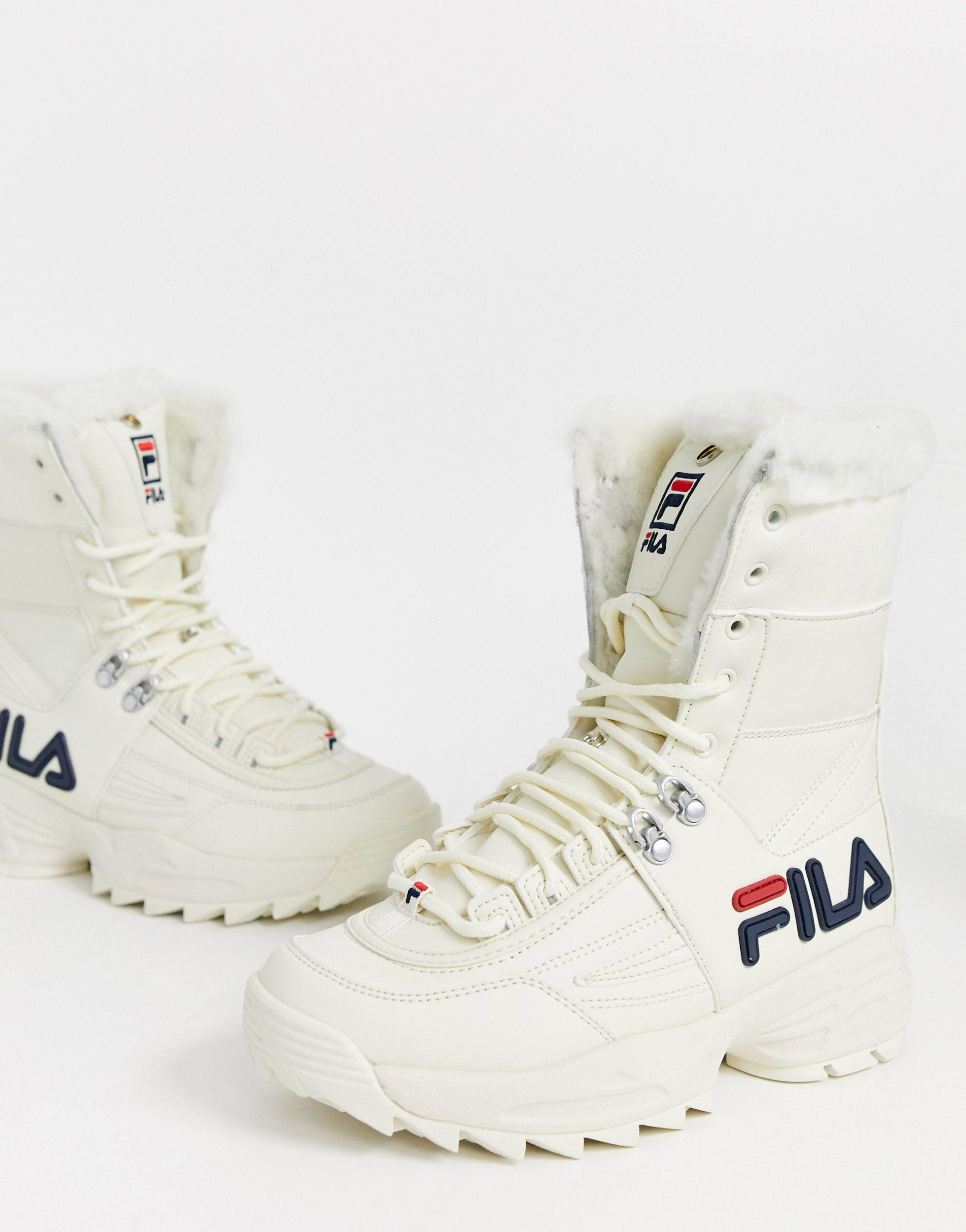 fila white boots with fur