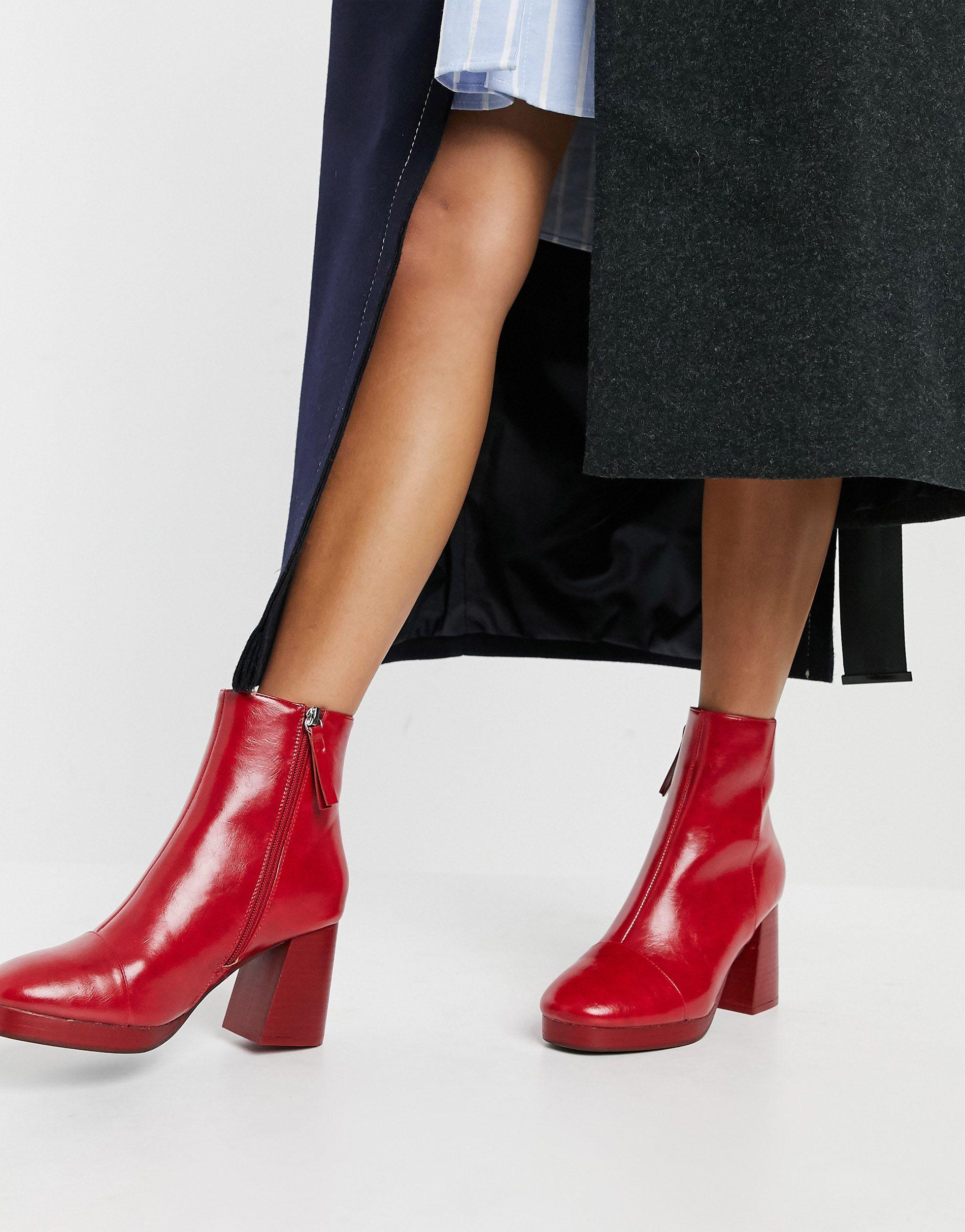 Botas rojas con plataforma Rhona ASOS de color Rojo | Lyst