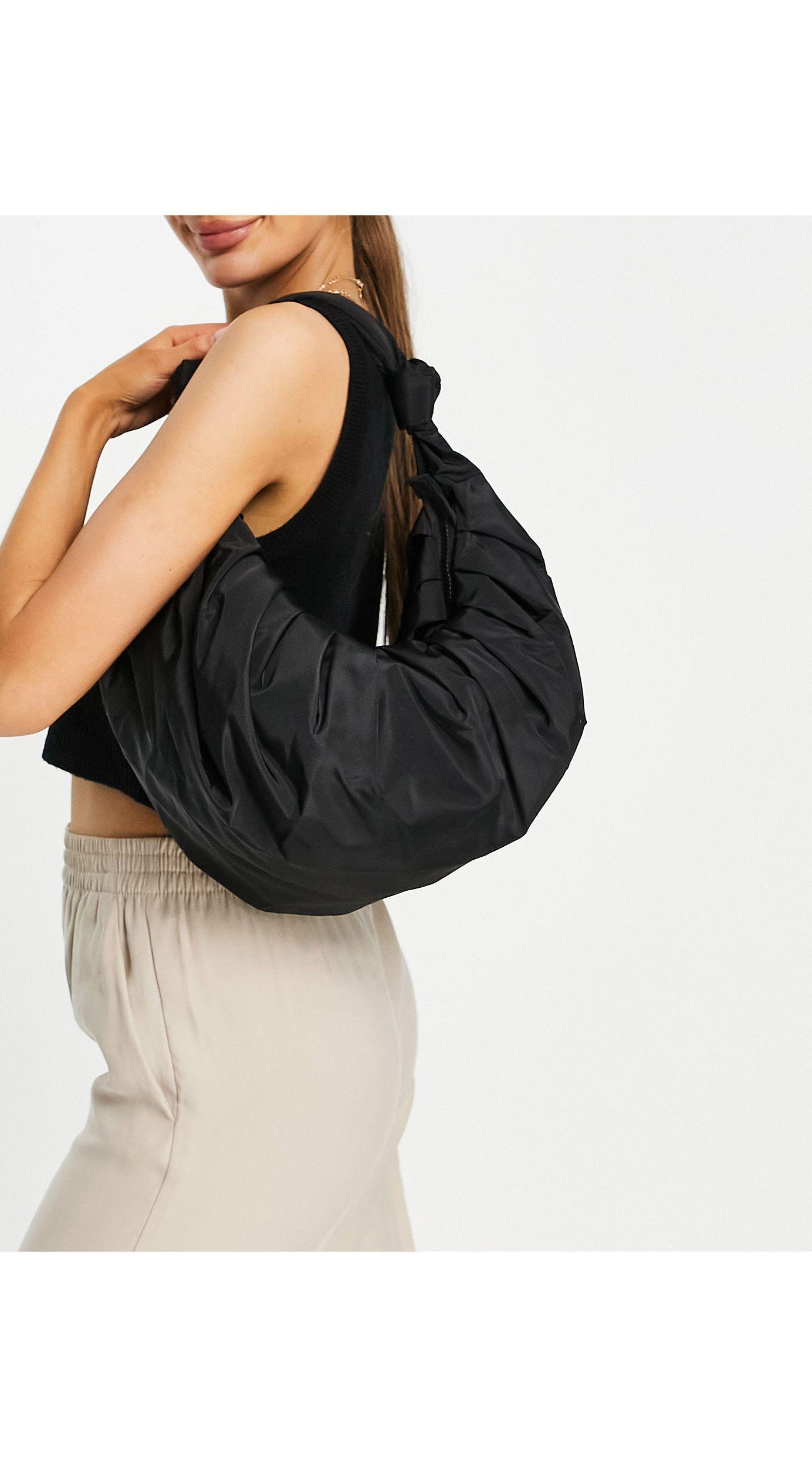 Mango Recycled Polyester Ruched Croissant Shoulder in Black | Lyst