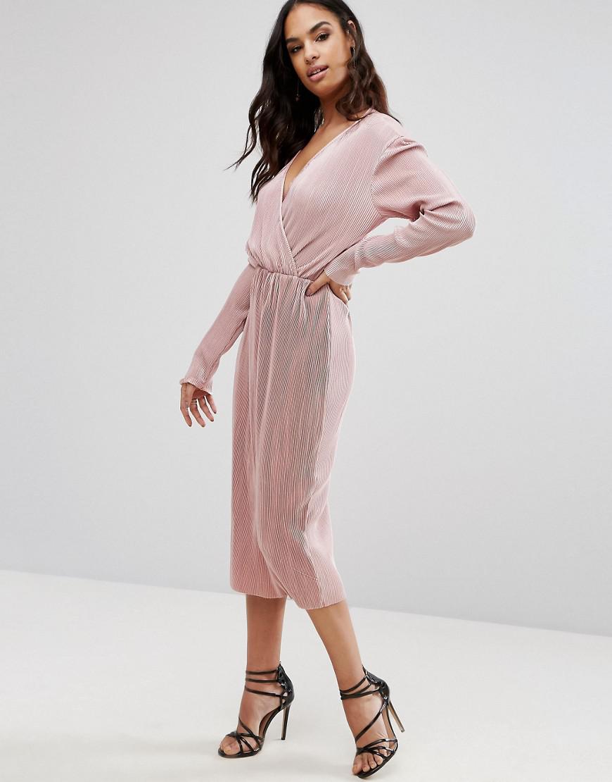 plisse wrap dress