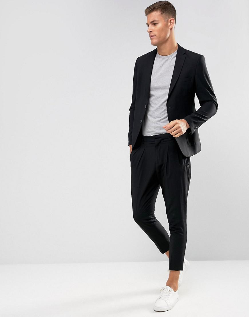 black tapered suit pants