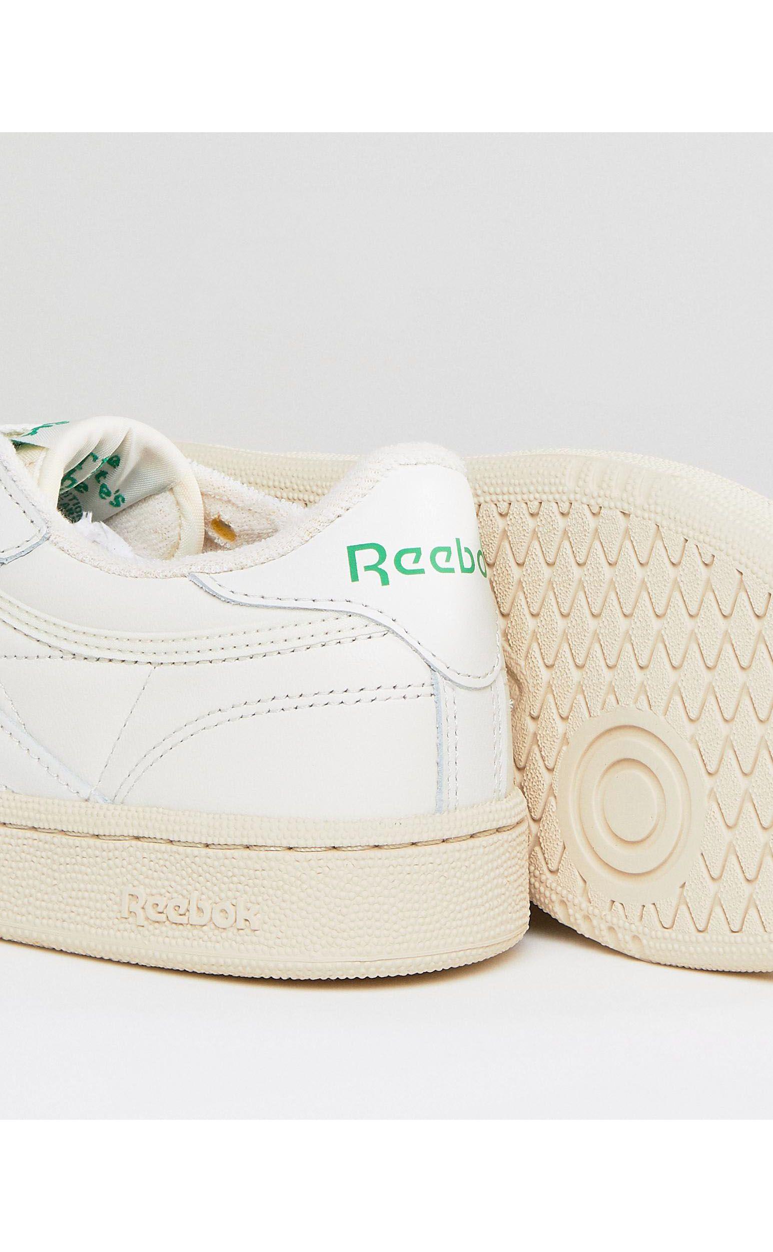 Reebok Classic Club C Vintage Trainers Chalk With Green White | Lyst UK
