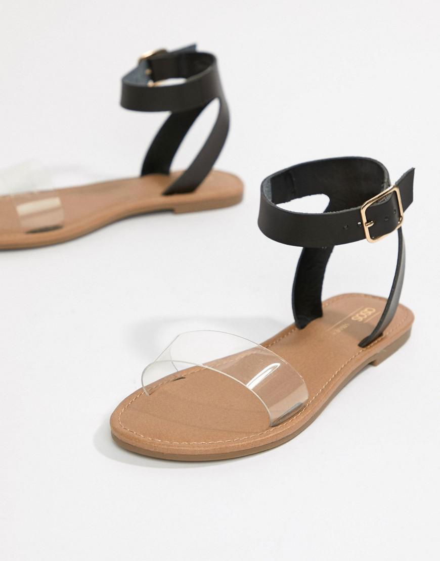 flat sandals with clear straps